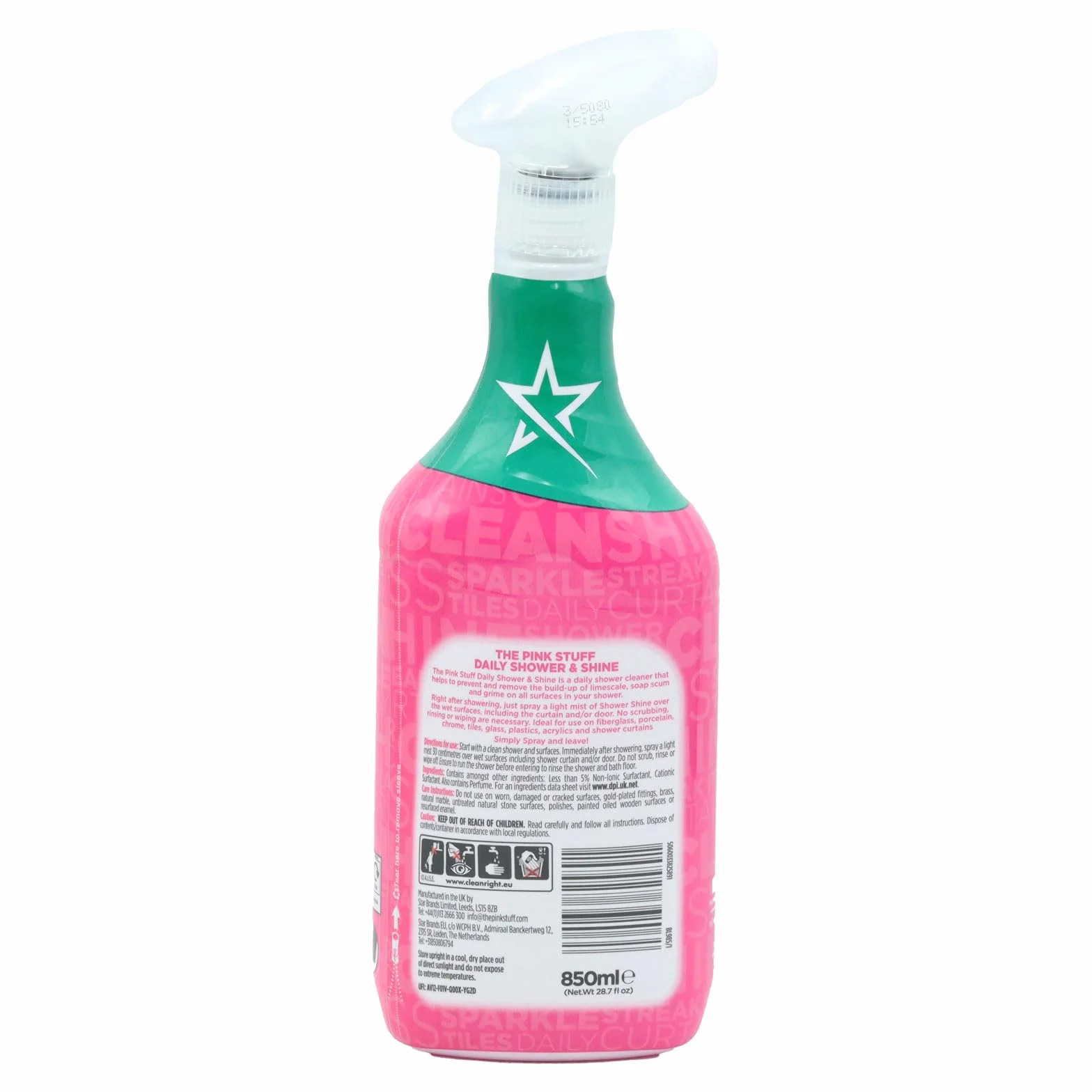 The Pink Stuff Miracle Daily Shower Shine Spray Pulizia Vetri e Pareti Doccia 750ml Anticalcare Senza Risciacquo