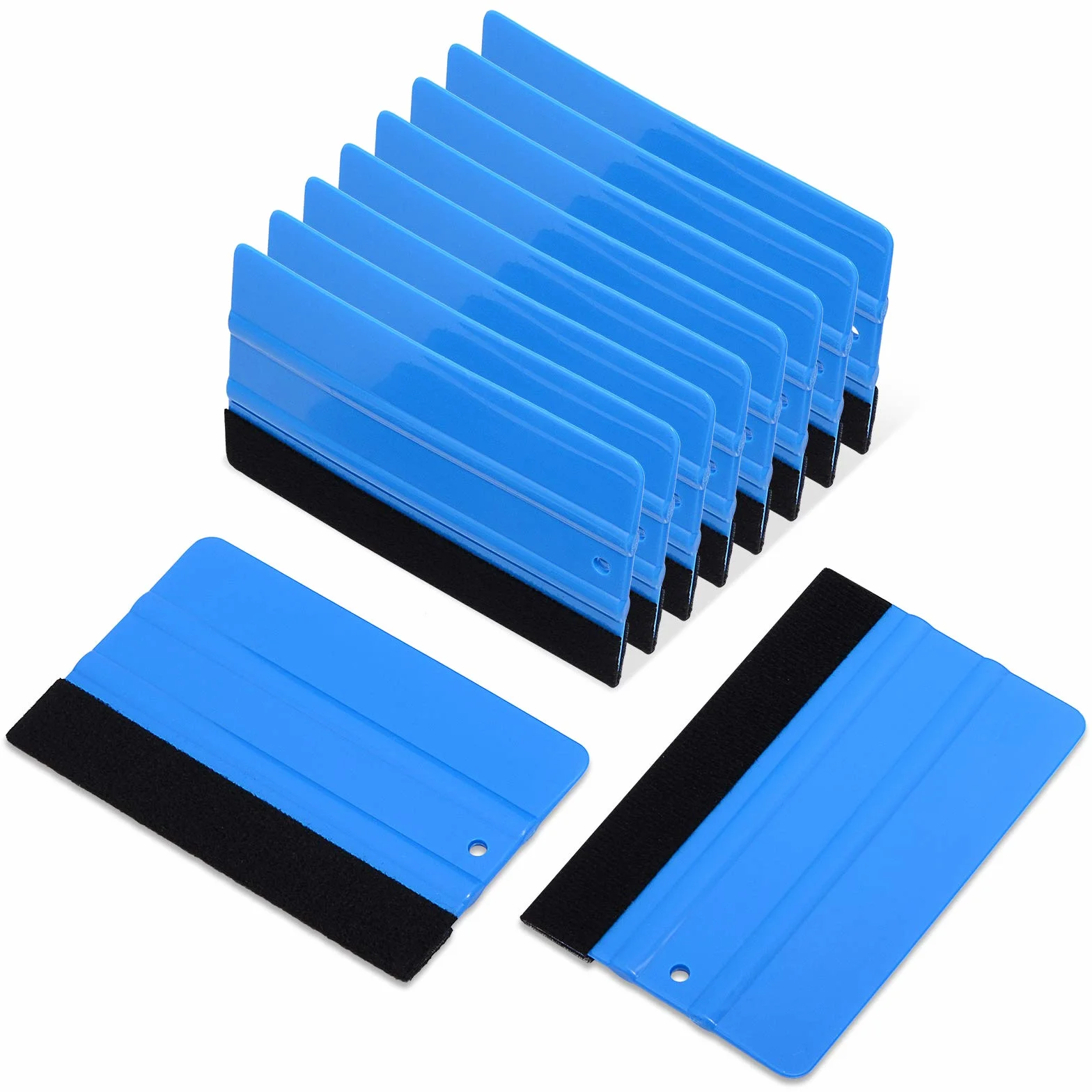 Ehdis 10 Pezzi Spatola Professionale con Feltro AntiGraffio Installazione Tool per Wrapping pellicola, pellicola per vetri, Pellicole protettive, pellicola vetri auto, Car wrapping (10 PCS, Blu-)