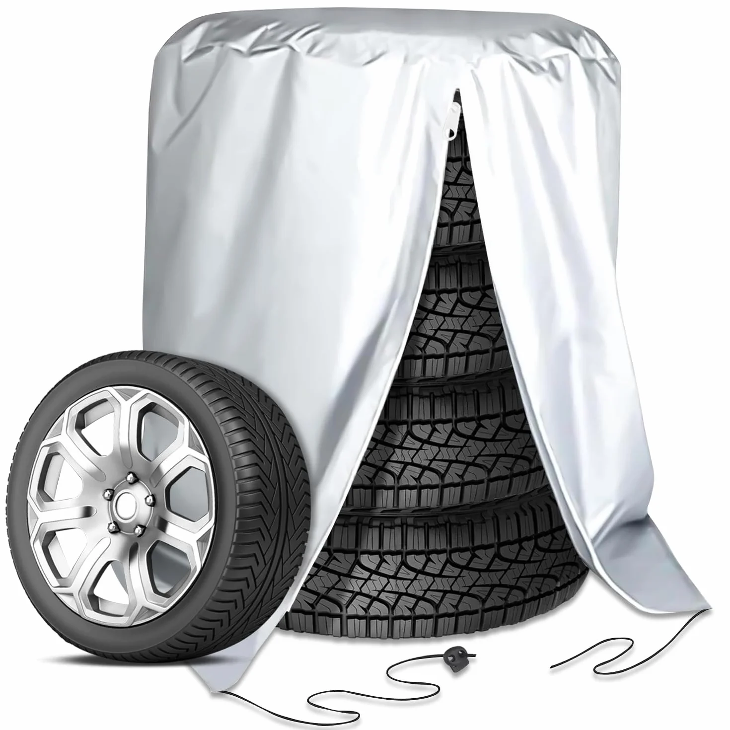 Copertura per Pneumatici Impermeabile Borsa Auto 84x120cm Argento 4 Pneumatici 18-22 Pollici
