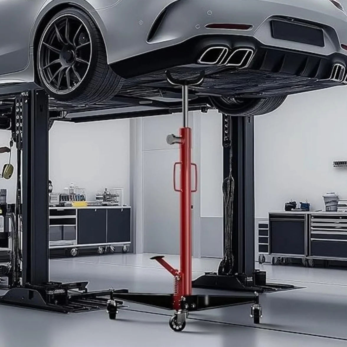 GrecoShop Sollevatore Cric Idraulico da Fossa 500 kg per Officina Auto – Altezza Regolabile, Piattaforma Robusta per Manutenzione Veicoli, Garage e Meccanica Professionale