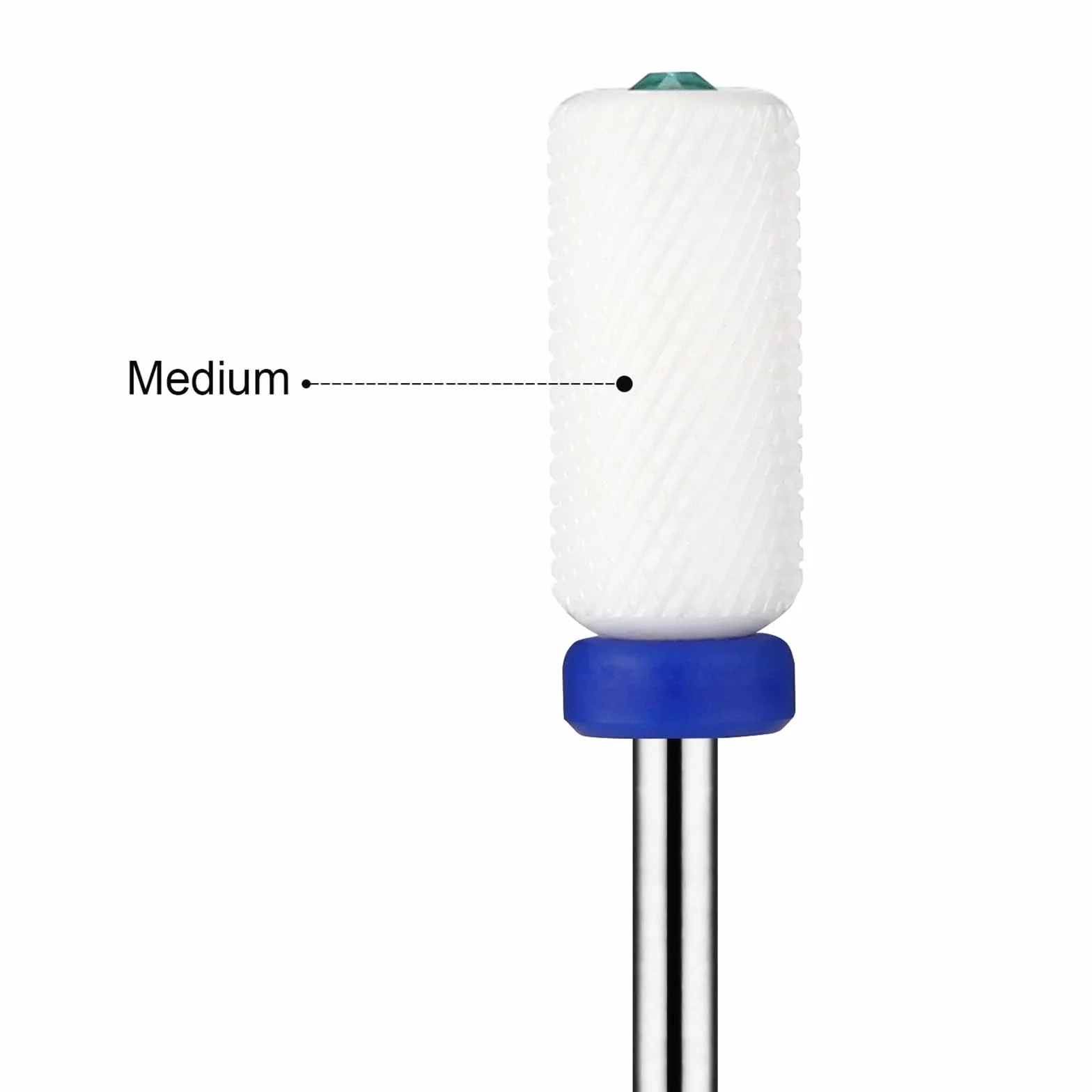 JCMaster Punta in Ceramica per Frese Unghie Professionale Cilindrica Cristallo Grana Media
