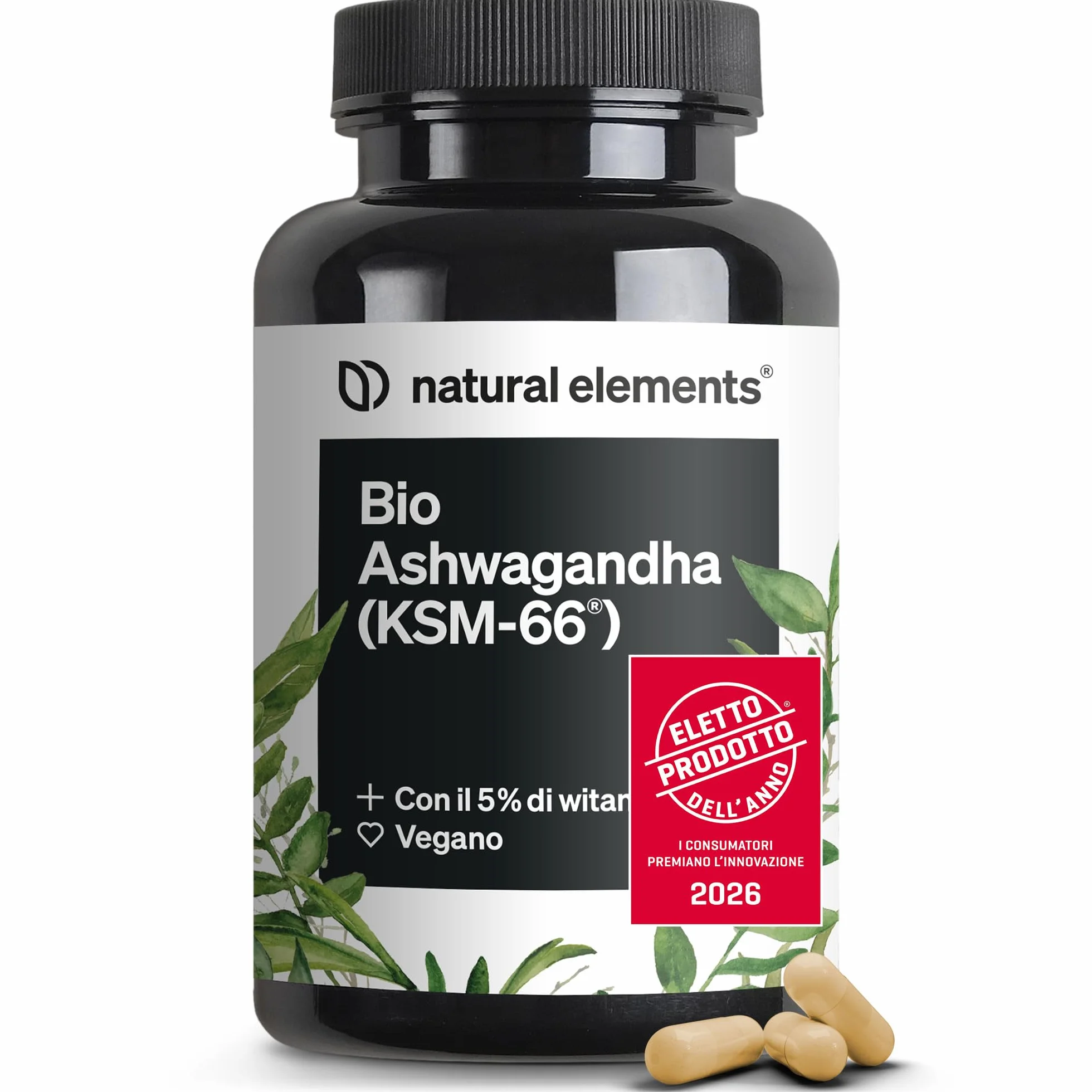 Bio Ashwagandha KSM-66 180 Capsule Alto Dosaggio Certificata
