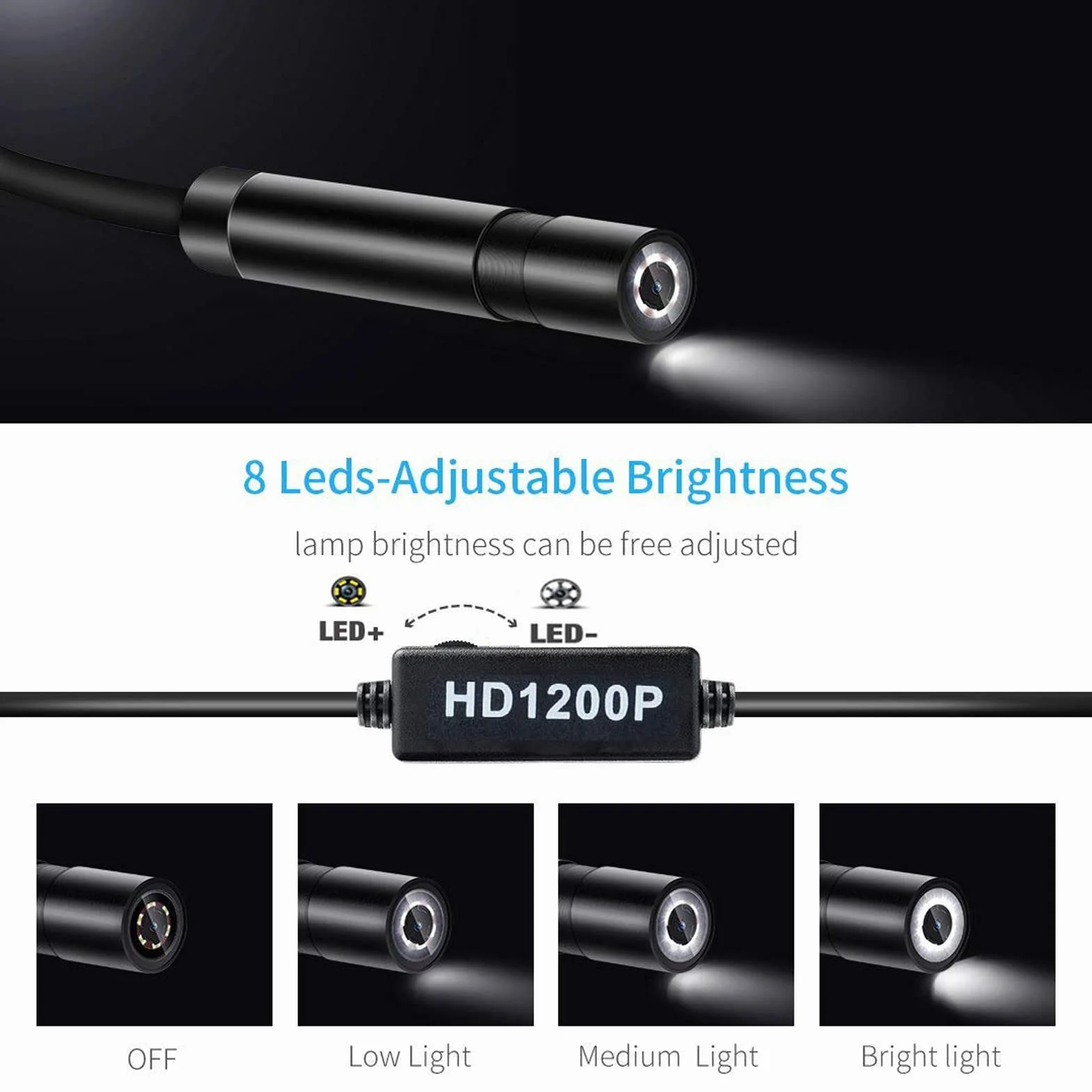 Lychee WiFi Endoscopio Wireless Impermeabile IP68 Telecamera Ispezione 2.0 Megapixel 1200P HD Snake Camera 10M