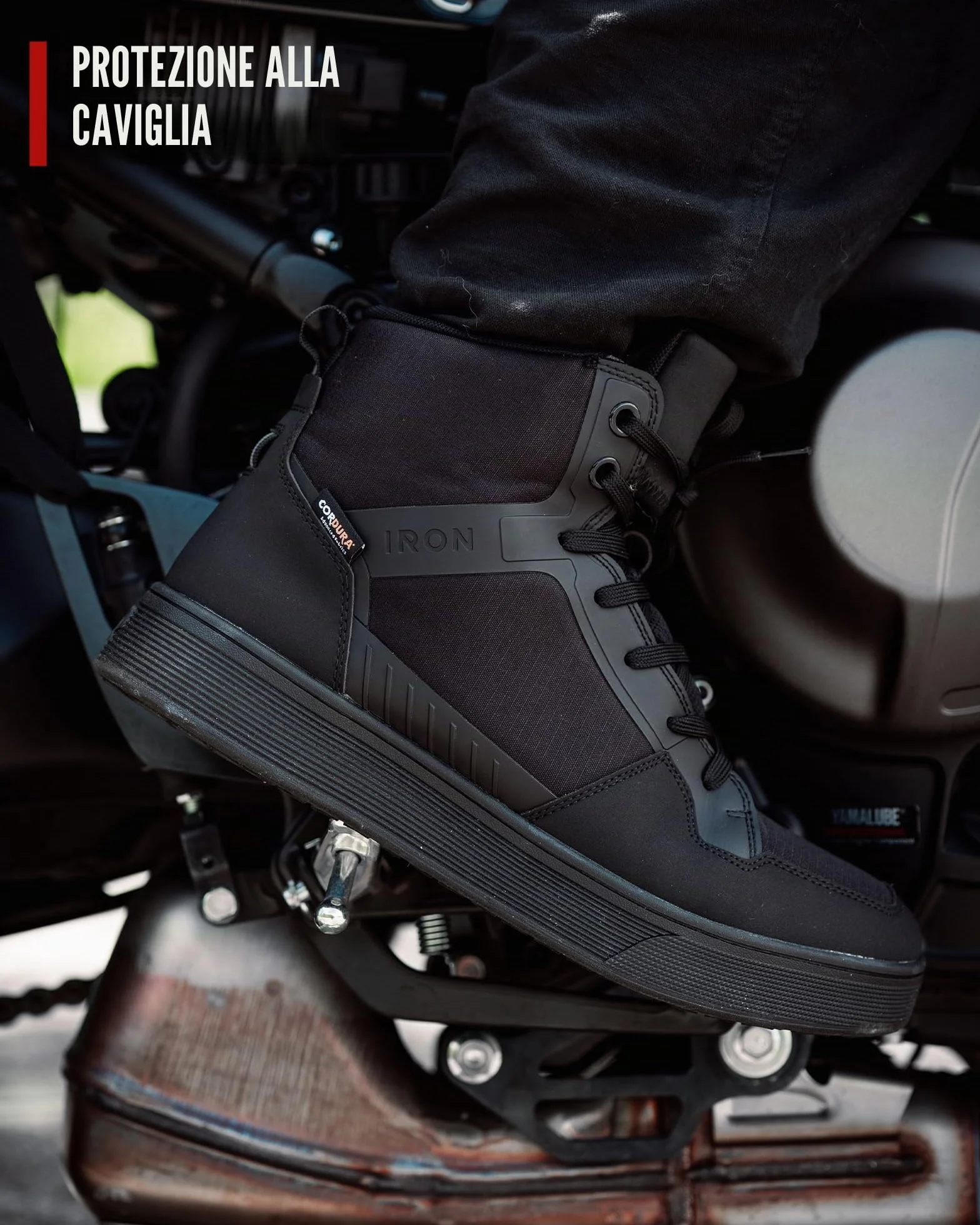 RIDEIRON Scarpe Moto Uomo Stivali Moto Normativa CE Adatti a Tutte Le Stagioni, Impermeabili Antiscivolo Traspiranti alla Moda e Comodi Nero