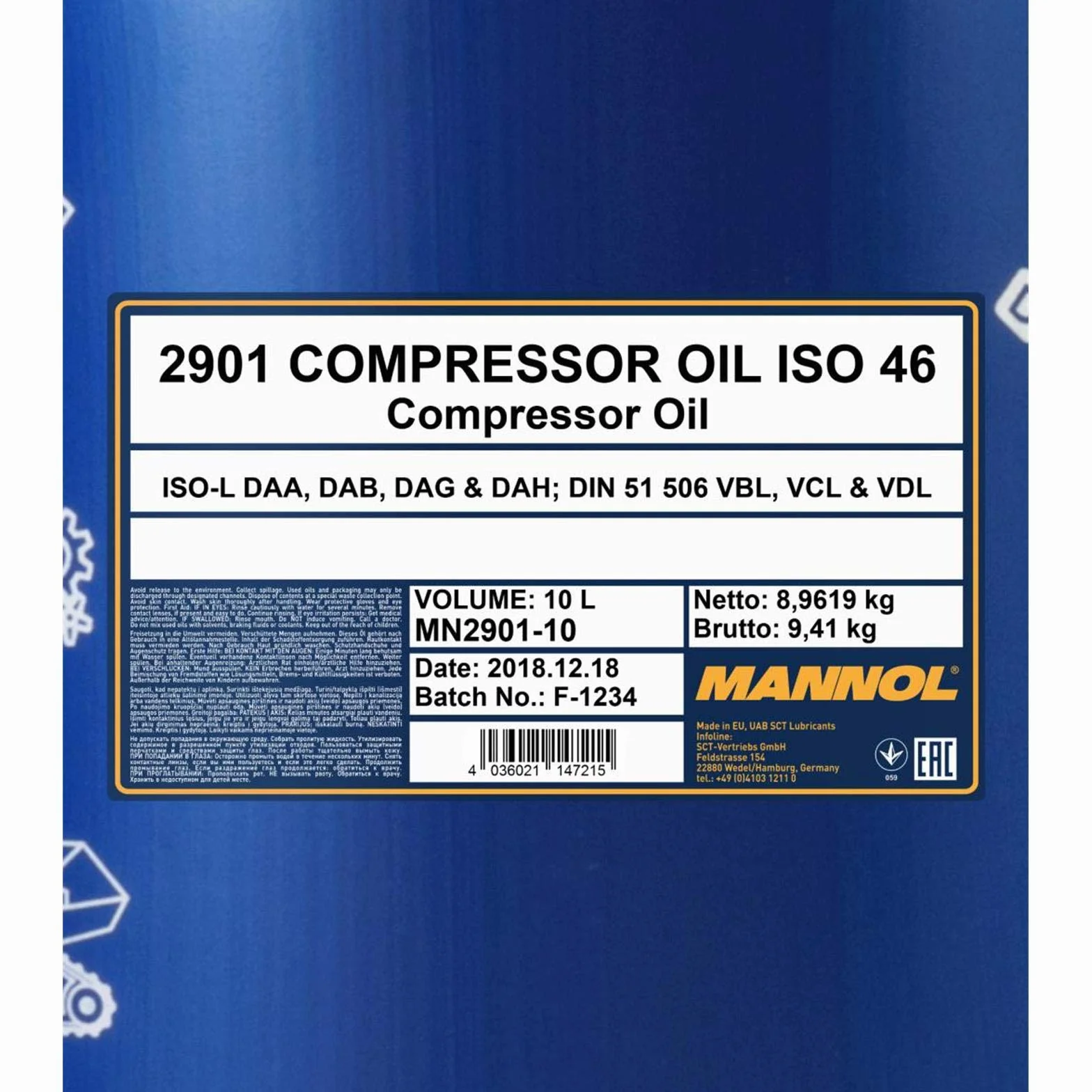 MANNOL MN2901-10 Compressore-Olio 10L