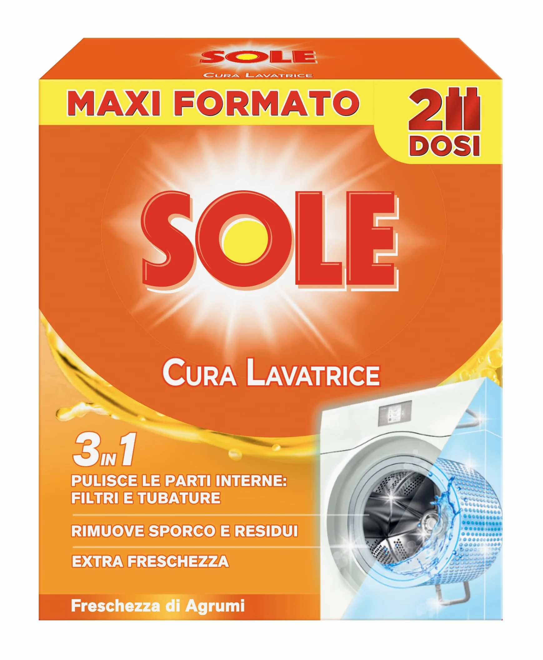 Sole Cura Lavatrice Freschezza di Agrumi, 2 x 250 ml