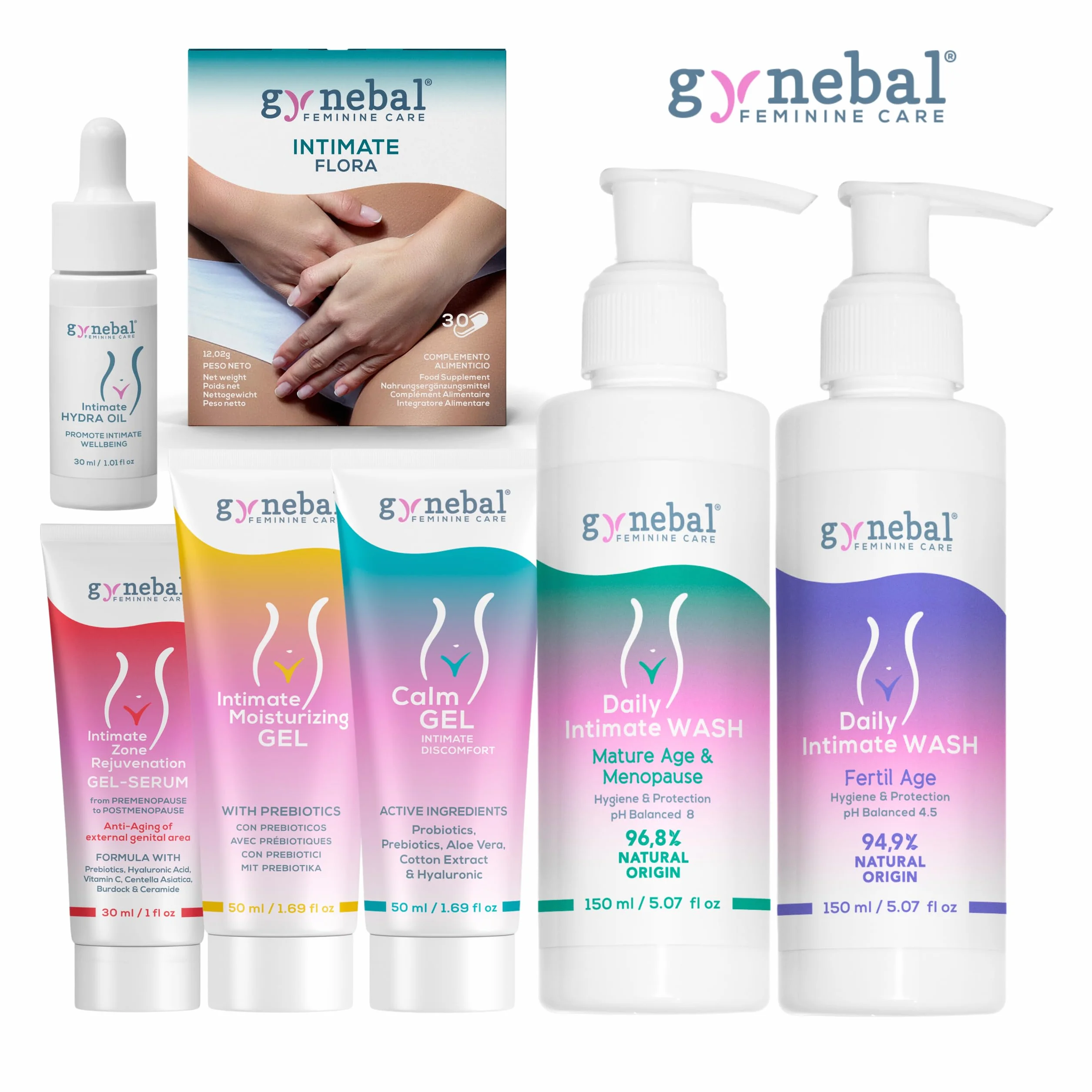 GYNEBAL CALM Gel Intimo con Prebiotici – Gel Idratante per Secchezza Vaginale, Prurito e Disagio – Supporta la Flora Vaginale – 50 ml