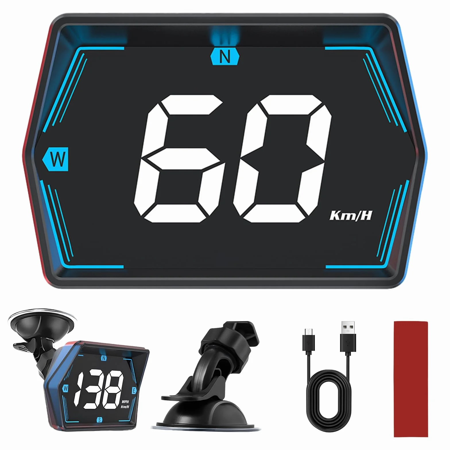 Auto Head Up Display KMH/MPH con Supporto a Ventosa, GPS Digitale Tachimetro Universale con GPS + Beidou Dual Chip