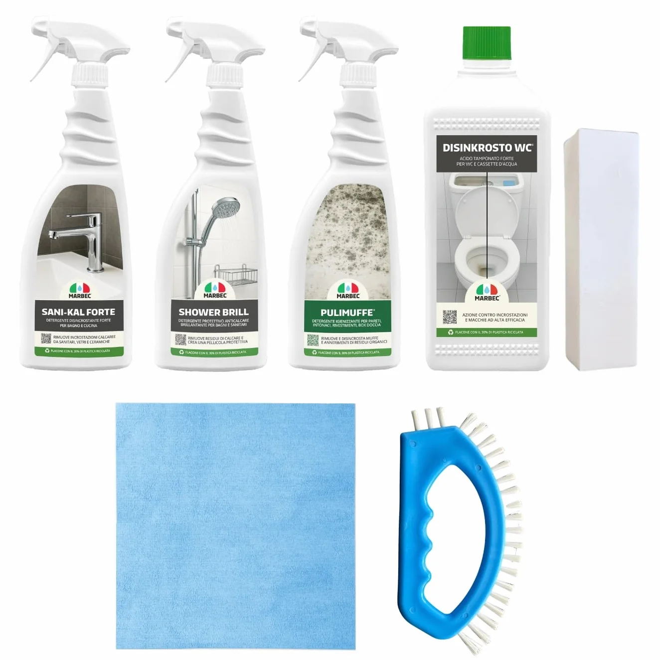 MARBEC Kit Bagno completo pulizia disincrostante manutenzione