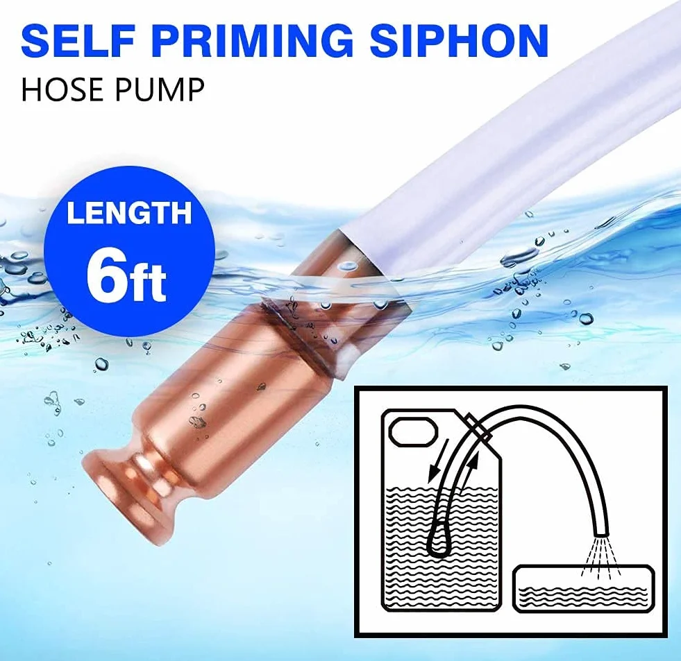 Drado Pompa a Sifone Travaso Benzina Gas Acqua Auto Priming Tubo Pompaggio