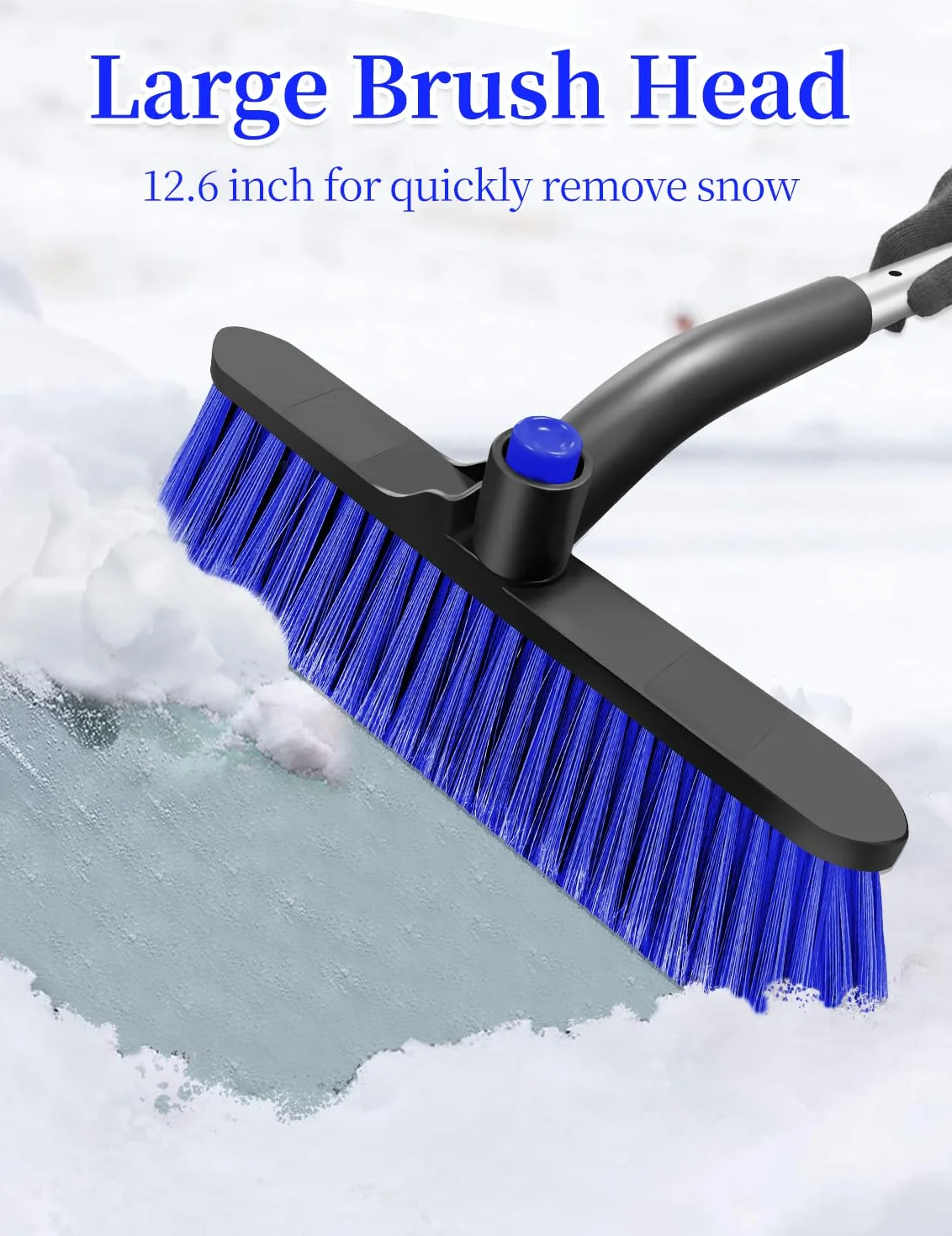 HEEYA Raschietto per Auto 32,6 cm, Spazzola da Neve e Raschietto per Ghiaccio Estensibile per Parabrezza, SUV, Camion, Blu