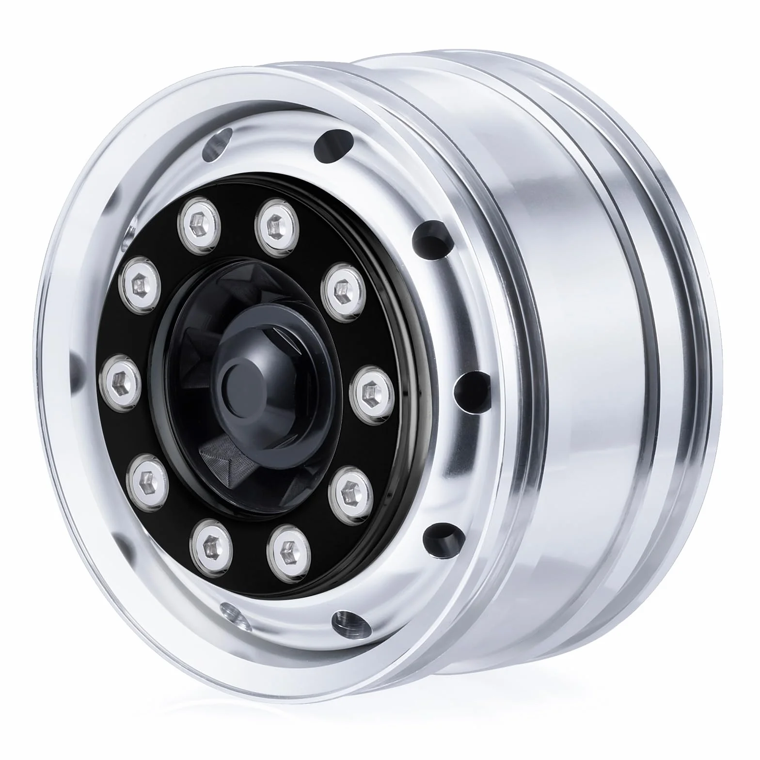 AXSPEED Cerchi anteriori in metallo, 2 pezzi di cuscinetti mozzi ruota per 1:14 Tamiya rimorchio trattore accessori auto (nero)