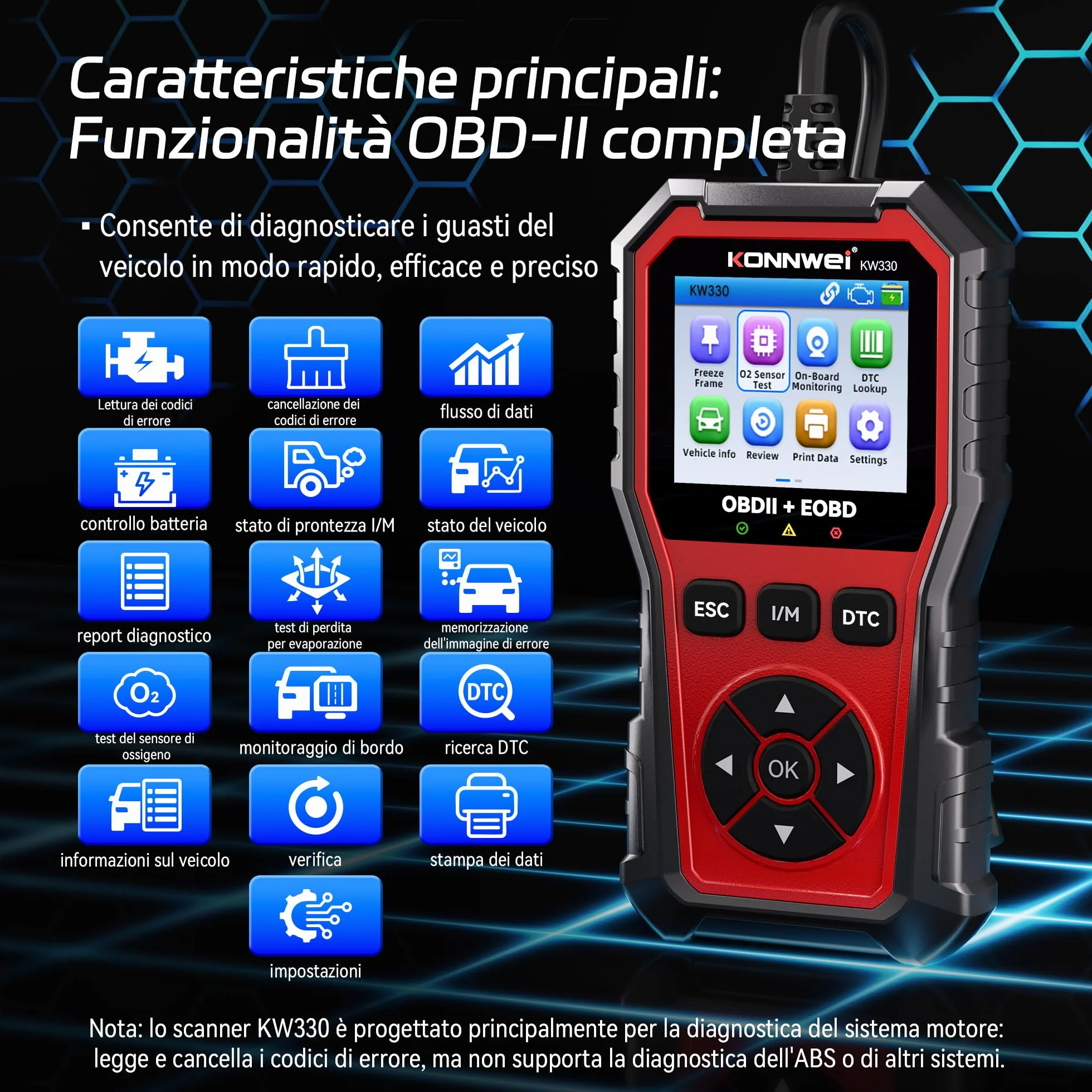 OBD2 diagnostico universale per tutti i veicoli OBDII dopo il 1996, lettore guasti auto completo per BMW VW Mercedes Audi