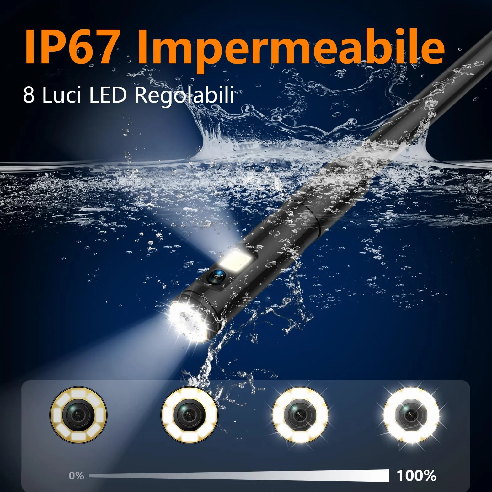 Telecamera di ispezione endoscopica a doppia lente Ennovor 5 pollici IPS IP67 HD 1920P con 8+1 LED