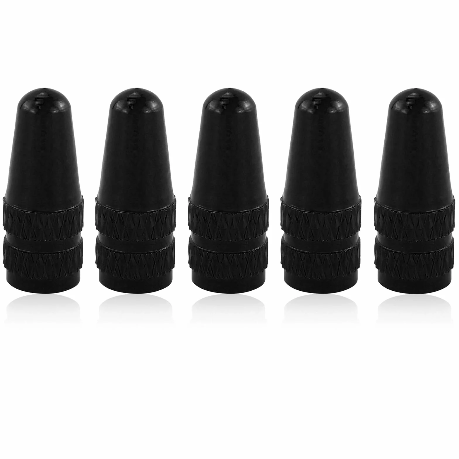 Cappucci per valvole in alluminio, 5 x cappucci neri compatibili con Presta e valvola francese, tappi per valvole di pneumatici per biciclette, cappucci per valvole di pneumatici per biciclette, 5