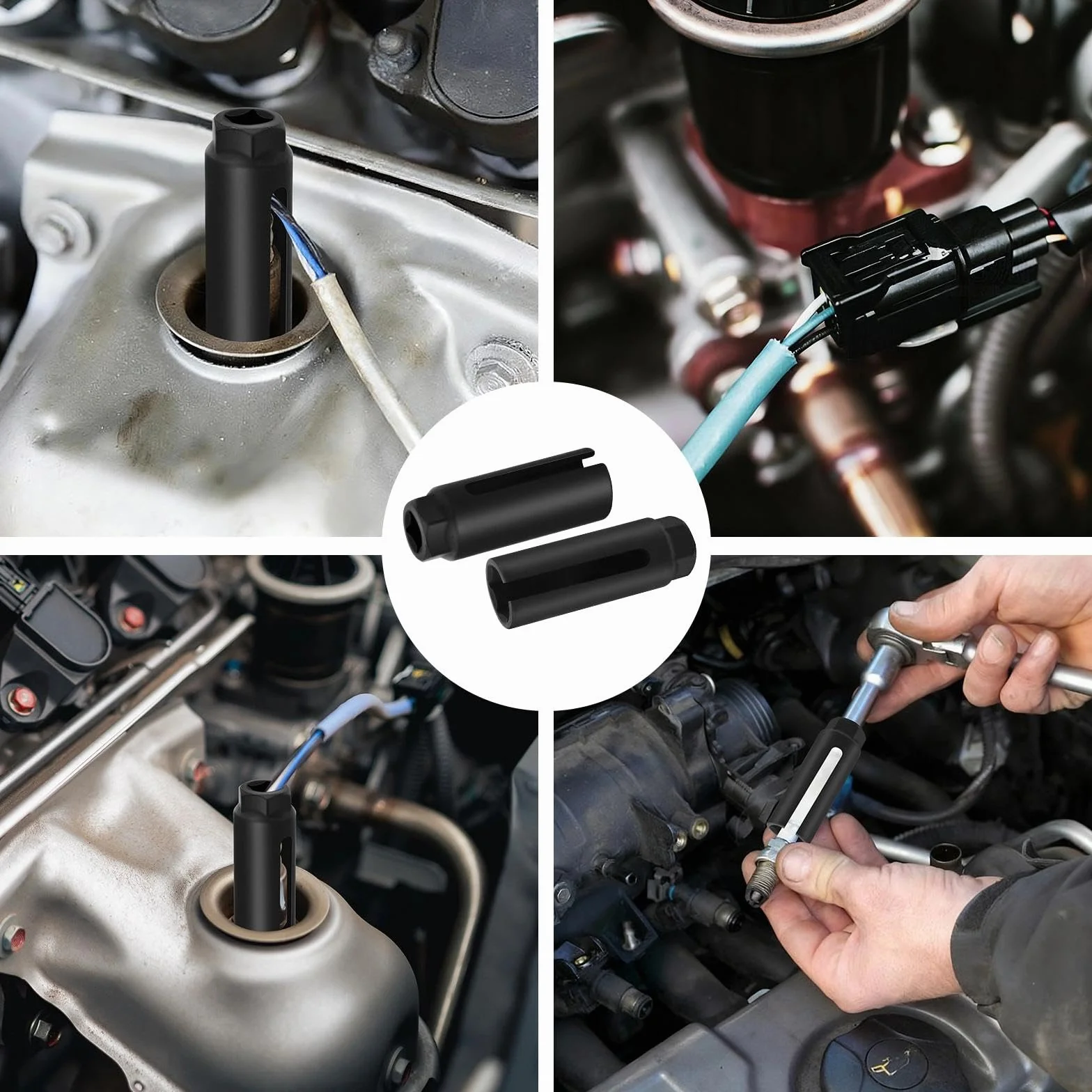 Chiave Sonda Lambda Universale 22mm 2 Pezzi con Bussola 1/2" per Rimozione Auto