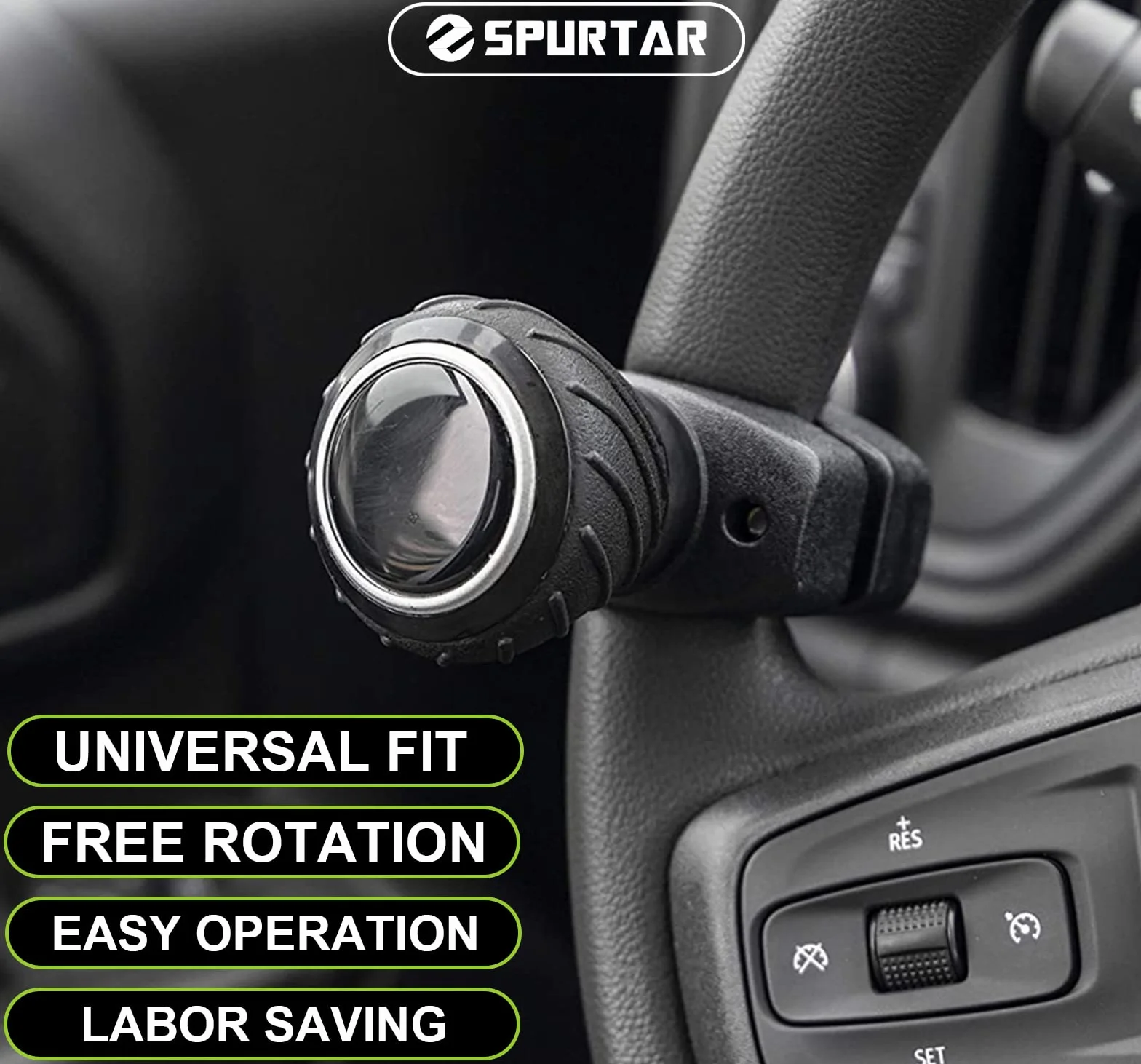 Spurtar Manopola universale per volante nero auto camion trattori