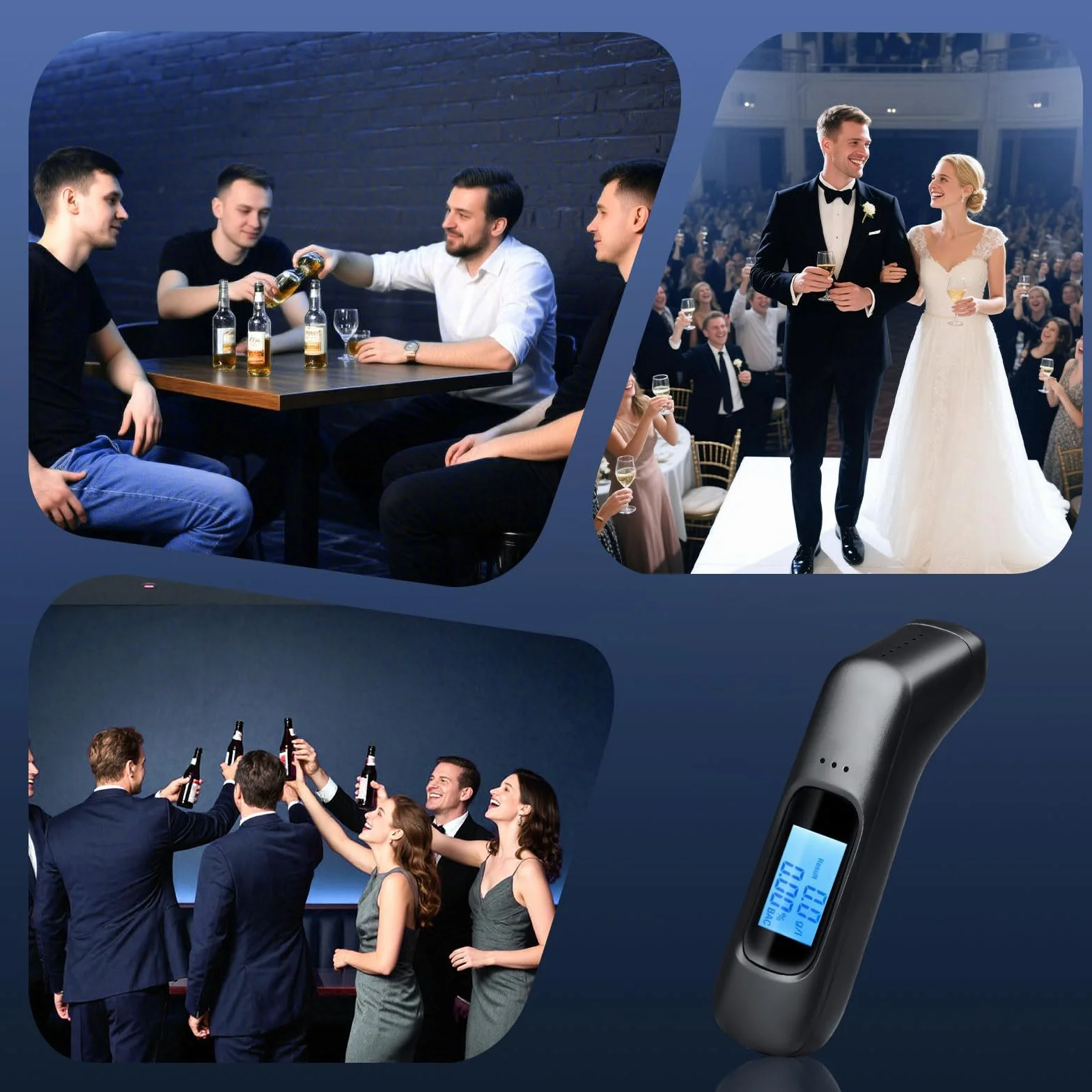 Etilometro Portatile Professionale con Display LCD & Allarme 3 Colori, Alcol Test Digitale 0.00–1.9 g/l