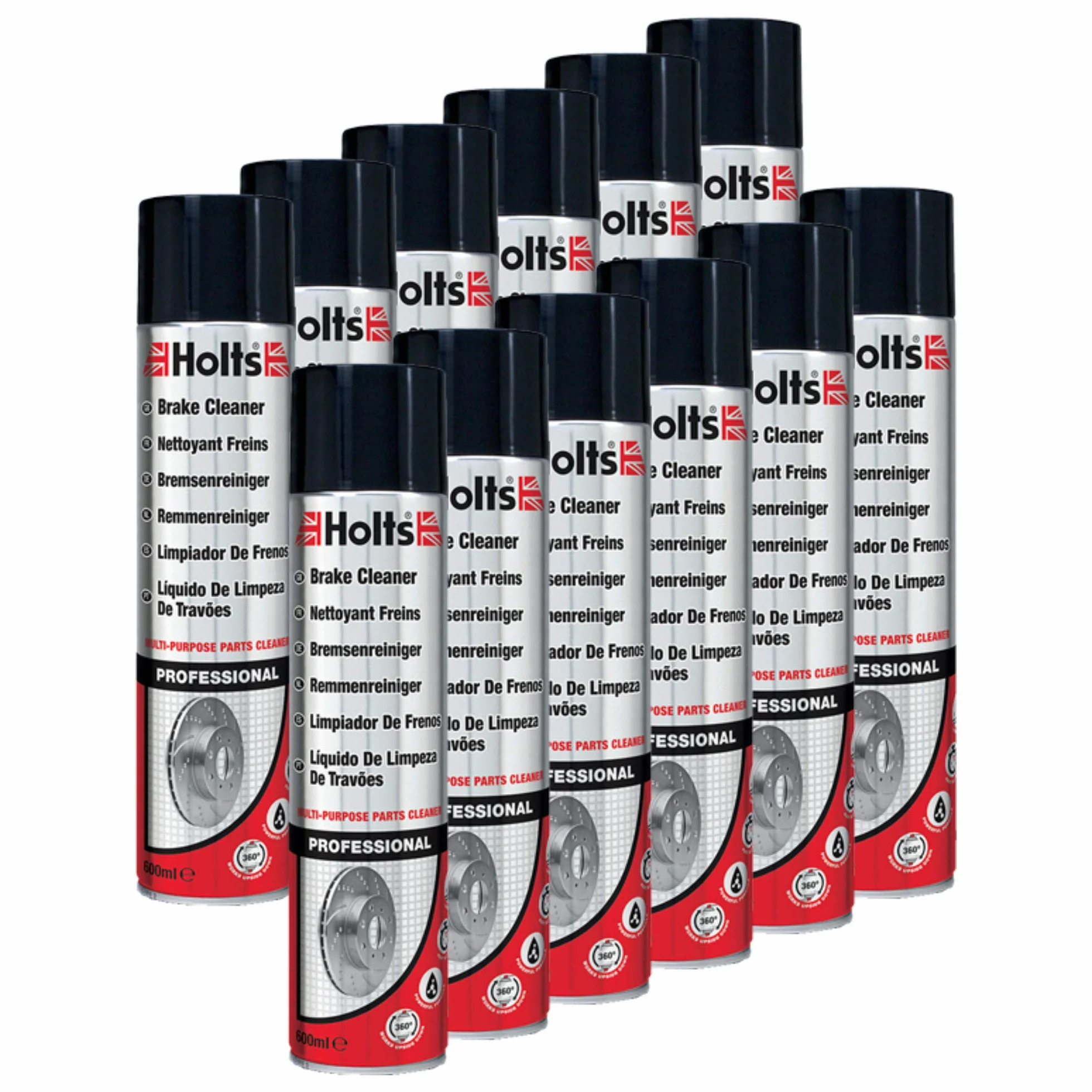 Holts, 0131, Spray detergente per freni e per parti del veicolo, manutenzione e pulizia auto, bomboletta spray, 600 ml, 12 pezzi