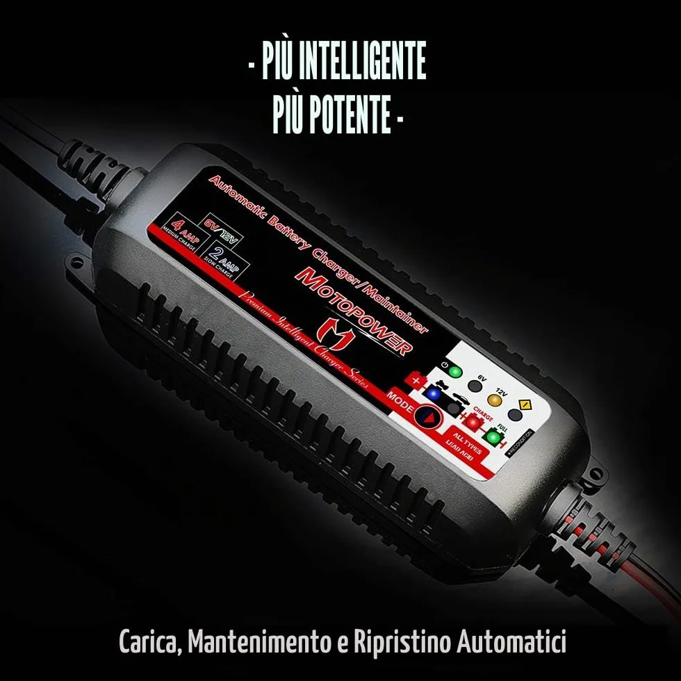 MOTOPOWER Caricabatterie Intelligente 6V/12V 4A Automatico Maintainer