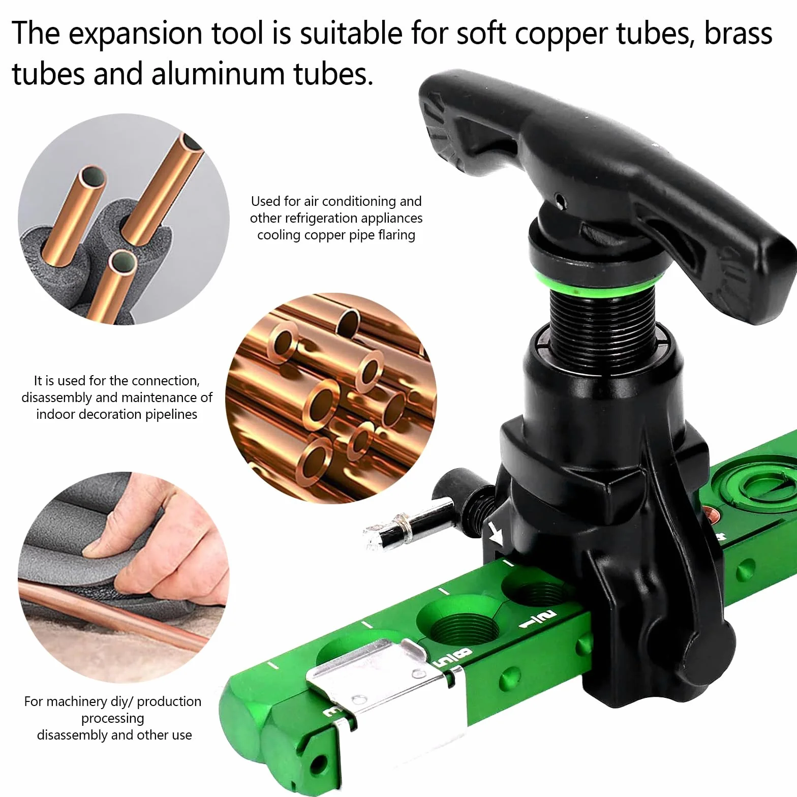Utensile Svasare 5 in 1 Strumento per Svasare Linea Freno per Tubo Rame 1/4"-3/4" 6-19mm 45° Eccentrico con Tagliatubi 5-32mm