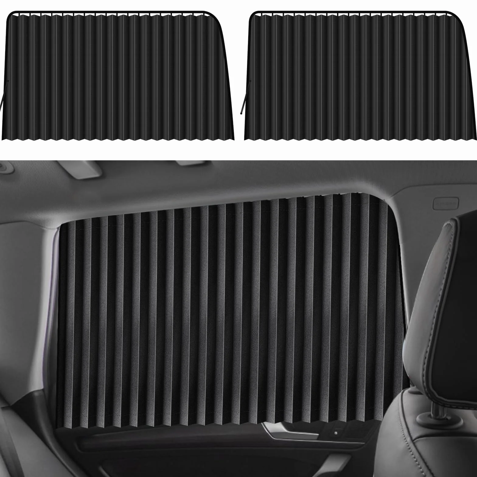 ZATOOTO Parasole de Auto Parasole per Finestrini Lateralii (2 Pezzi), Tende Magnetiche per Bloccare Raggi UV e Calore, Nero