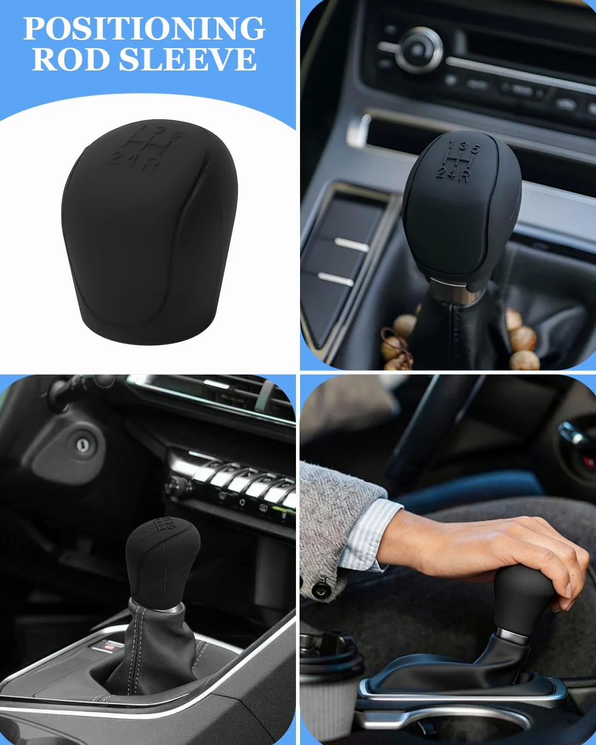 Copri Pomello Leva Cambio Auto 5 Marce Universale Antiscivolo Resistente Usura Nero