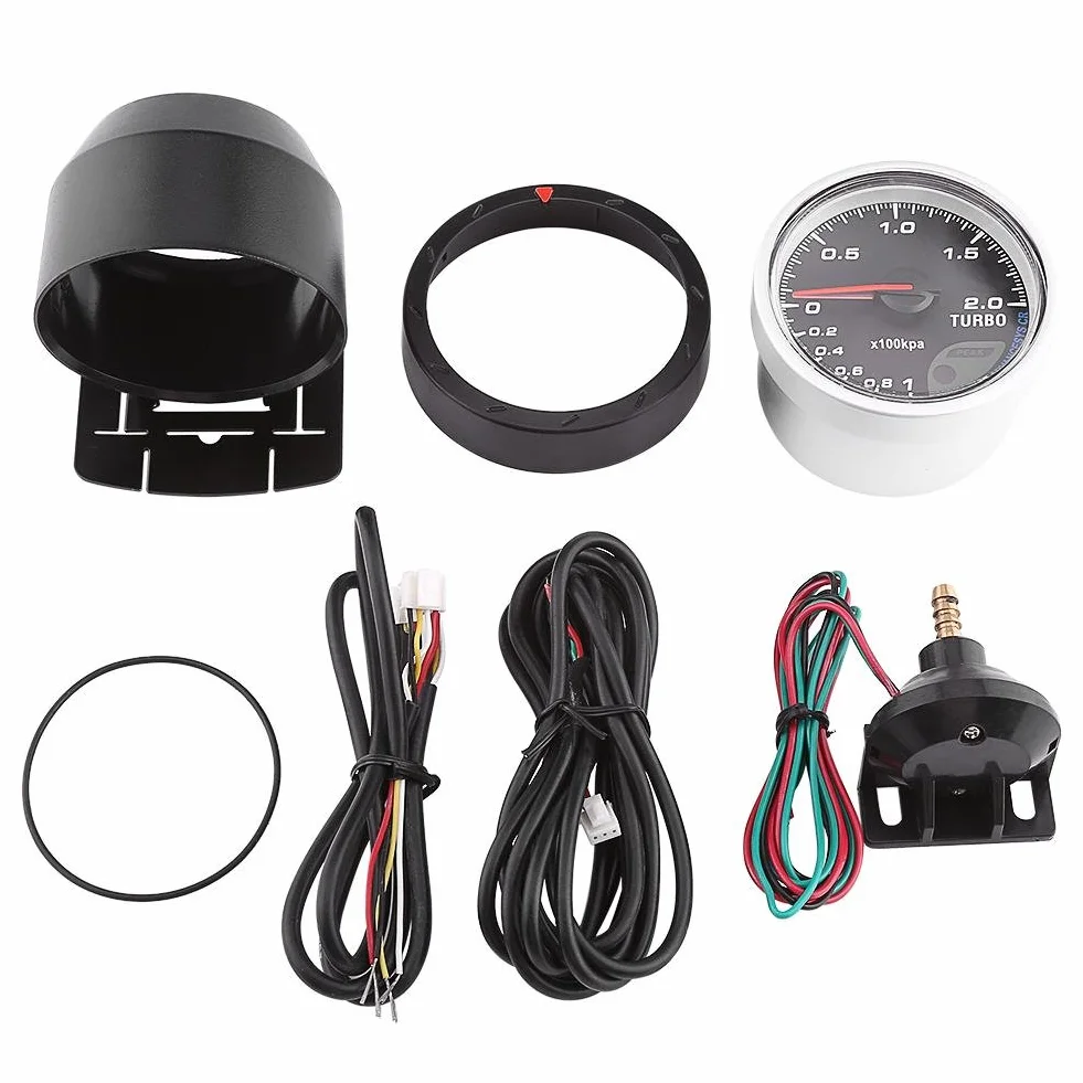 Fydun Calibro universale 60 mm LED Turbo Boost Nero per auto 0-200 Kpa