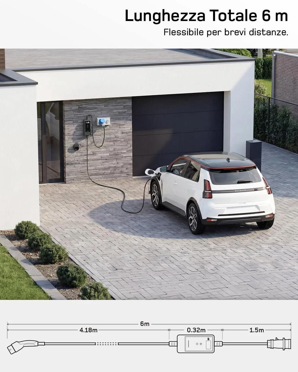 Carichino Auto Elettrica 7 kW App Monofase 6-32A Caricatore Regolabile a Distanza Compatibile T03 Model Y/3 Dolphin Surf EV PHEV
