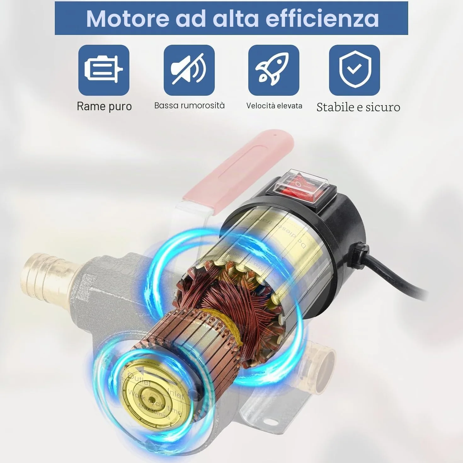 12V 175W Diesel Pompa di Trasferimento 45L/Min Pompa di Trasferimento Carburante Elettrico con Ugello e Tubo per Diesel, Cherosene,Con Caja de Herramientas