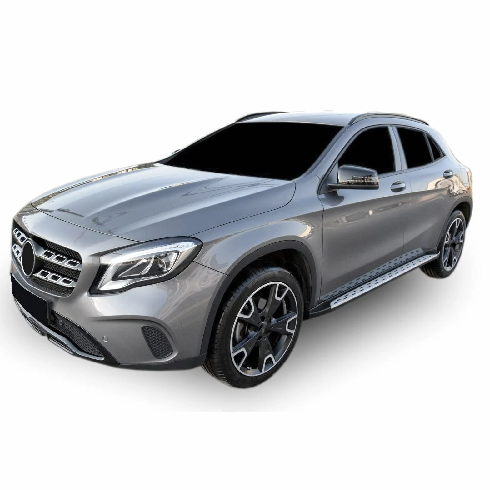 J&J AUTOMOTIVE Pedane Laterali per Mercedes GLA X156 2013-2019, Sottoporta Minigonne in Alluminio e Plastica ABS, Set Completo con Materiale di Montaggio Incluso