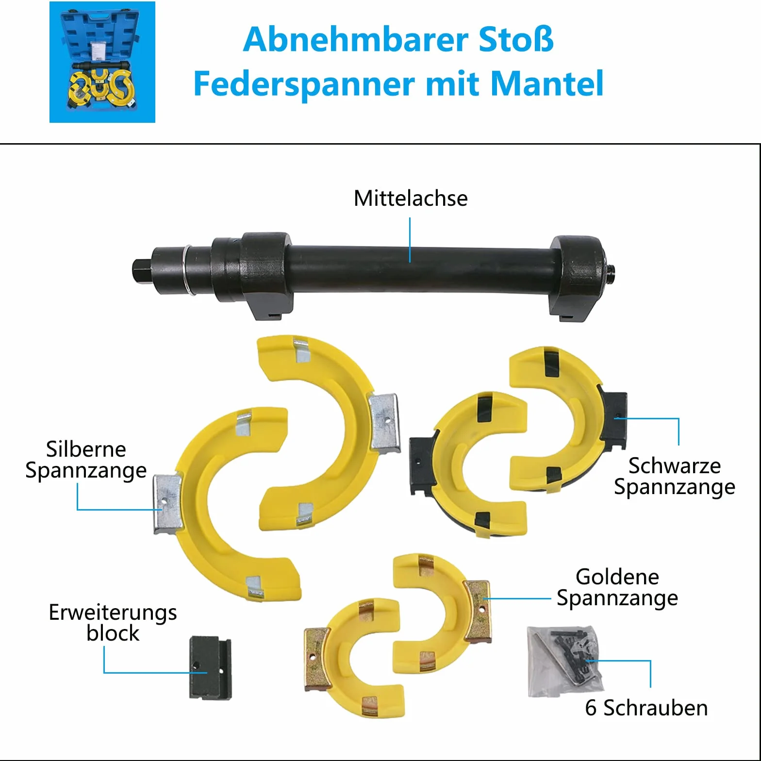 UISEBRT Set di tensionatori a molla, universale, per auto, fino a 1000 kg, sistema di sospensione per tuning, con scatola di plastica blu