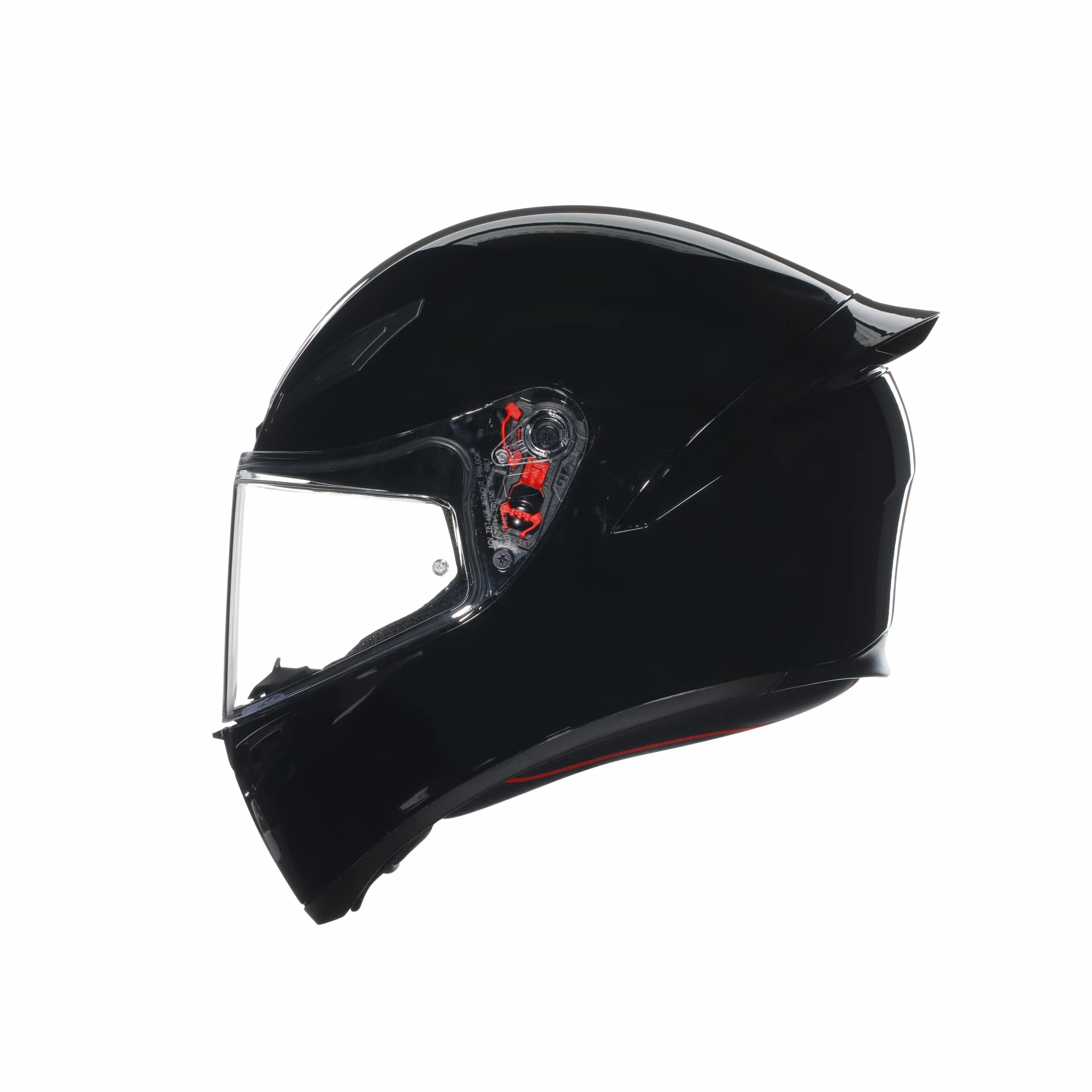 AGV - K1 S E2206, Casco Moto Integrale ECE, Stile Racing con Spoiler Aerodinamico, Prese d'Aria e Visiera Antigraffio, Campo Visivo 190°, Predisposizione Interfono, Nero, M