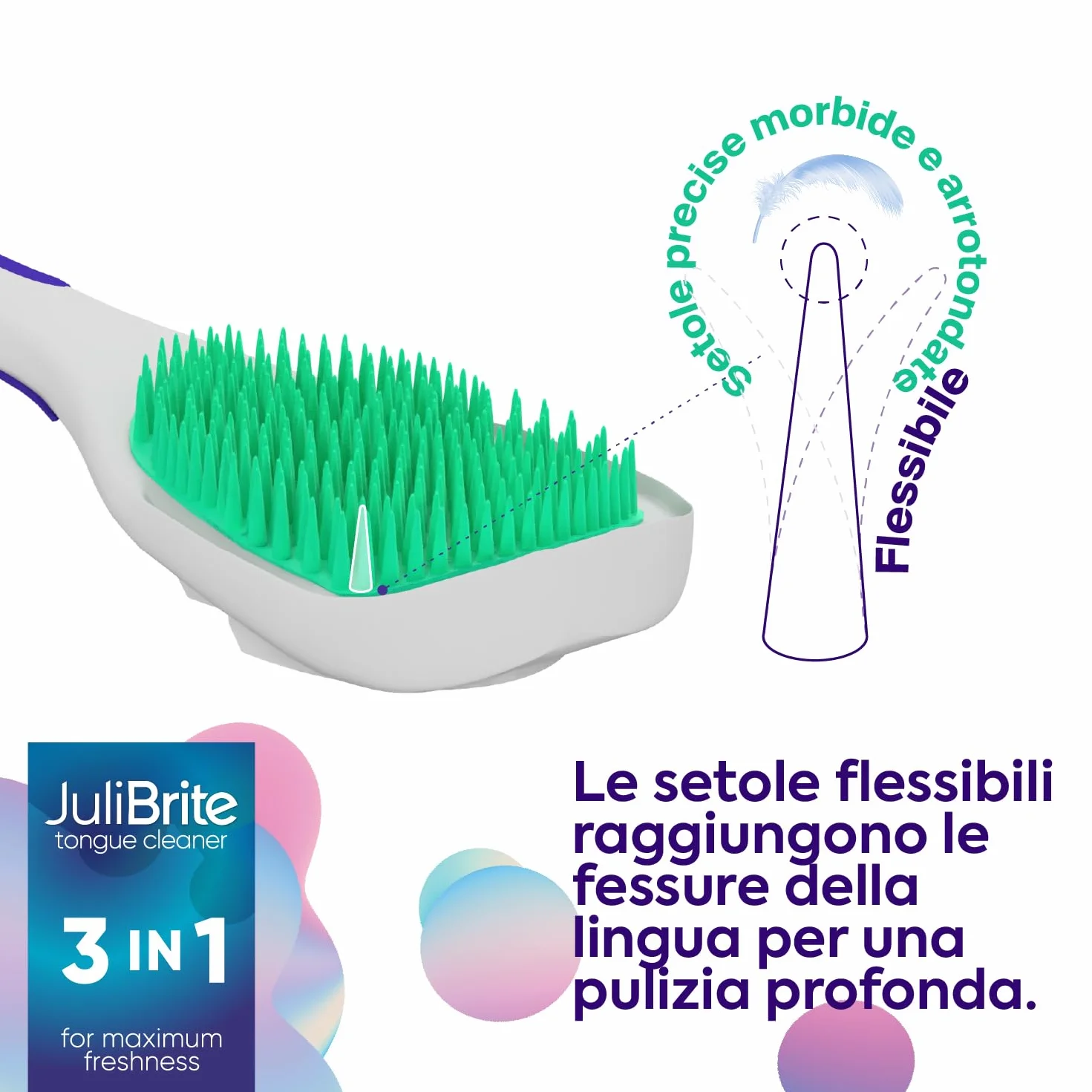 JuliBrite Kit per la pulizia della lingua 50 ml Raschietto lingua Alito fresco