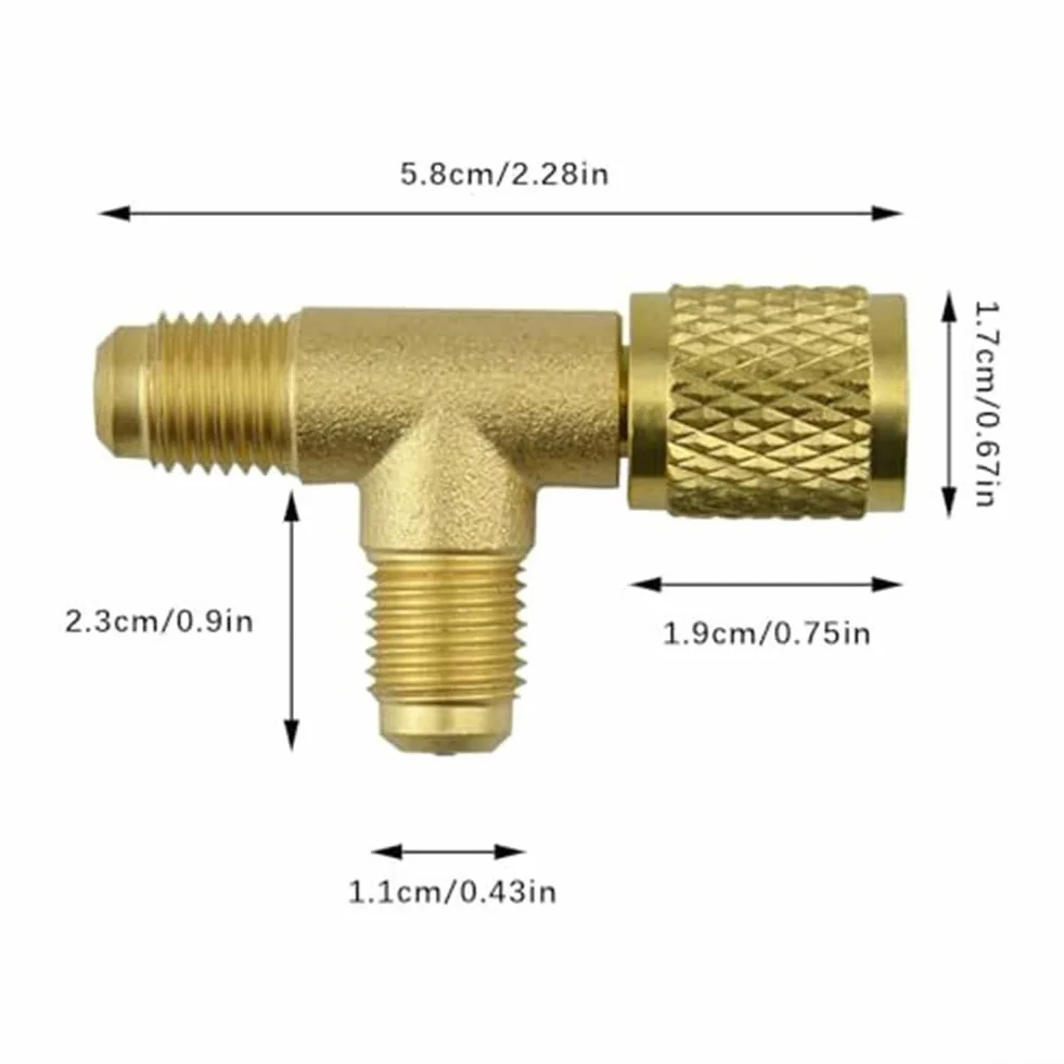 Connettore rapido in ottone Accesso Tee 1/4 SAE Valvole Core Adapter R22 R12 R134 Aria Condizionata Refrigerazione