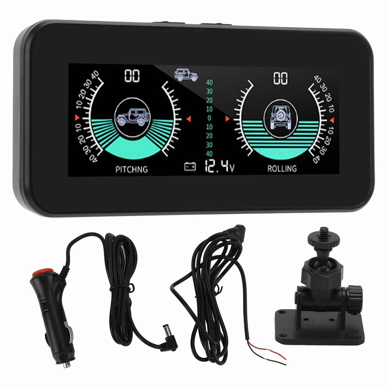 AMONIDA Inclinometro Digitale per Auto DC11.5V-30V Universale HUD Alta Risoluzione Nero