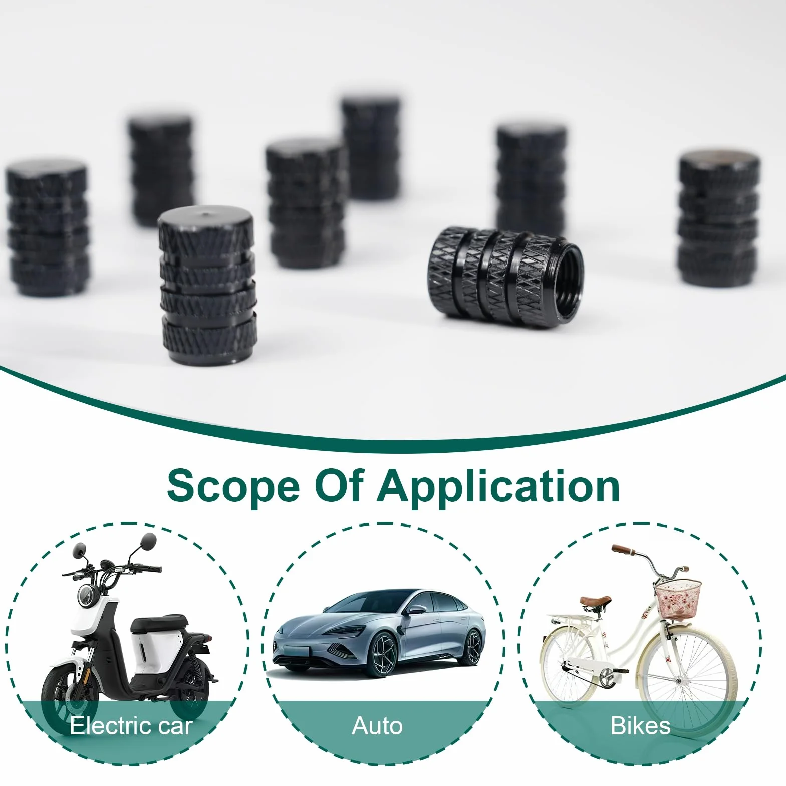 12 PCS Tappi Valvole Pneumatici Auto, Neri, Alluminio Anodizzato, Tappini Gomme Auto, Resistenti alla Corrosione, Universali per Auto, Moto, Camion, SUV e Biciclette