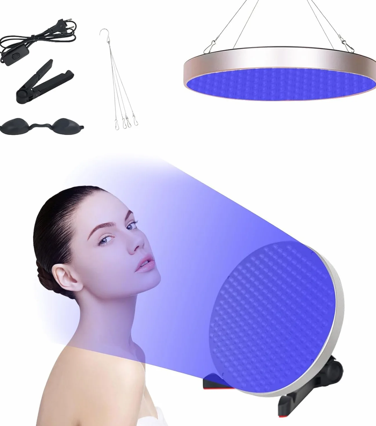 Solarium per la casa lampada abbronzante portatile 50 W 250 LED 460 NM supporto pieghevole regolabile argento