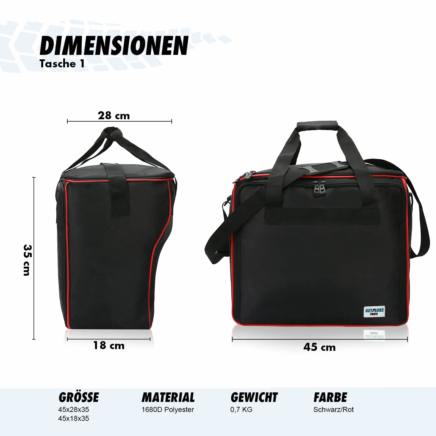 Getmore Parti Borse Interne per Valigie Laterali e Bauletto in Alluminio Ducati Multistrada | 3 Parti | Accessorio Moto | Valigia
