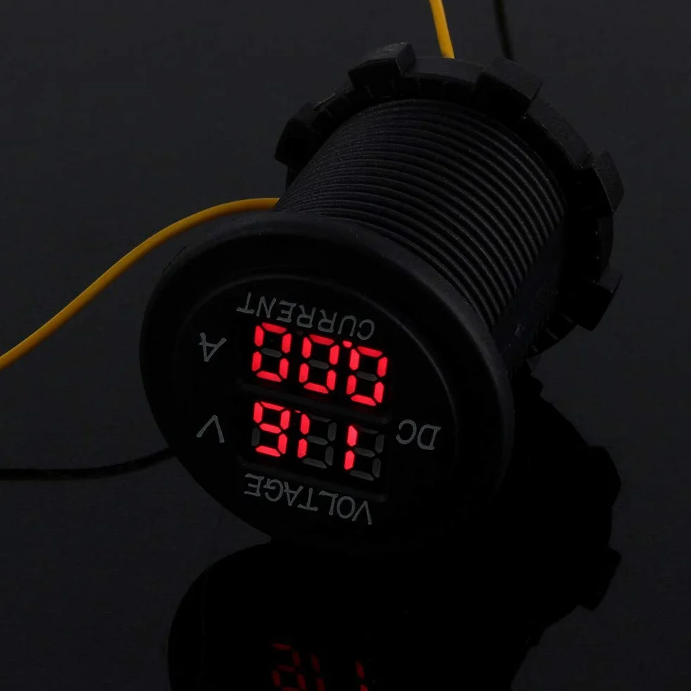 Amperometro voltmetro per auto 12-24V Dual LED Voltmetro digitale amperometro Voltaggio Display a LED rosso per auto Motocicletta Ambiente in nylon