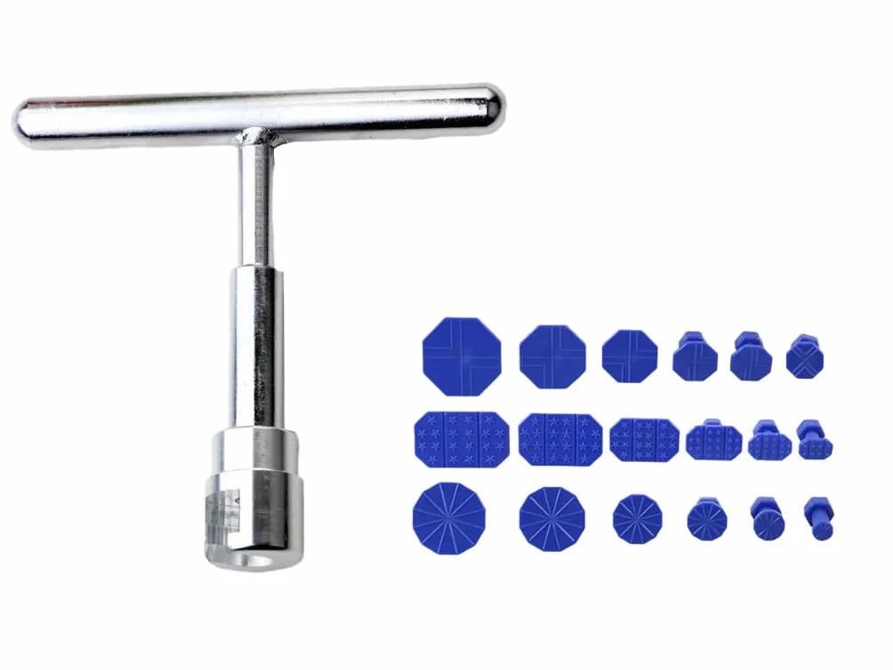 Kit di Attrezzi per la Riparazione delle Ammaccature Auto, Rimozione Ammaccature con Linguette Estrazione e T-Bar Puller