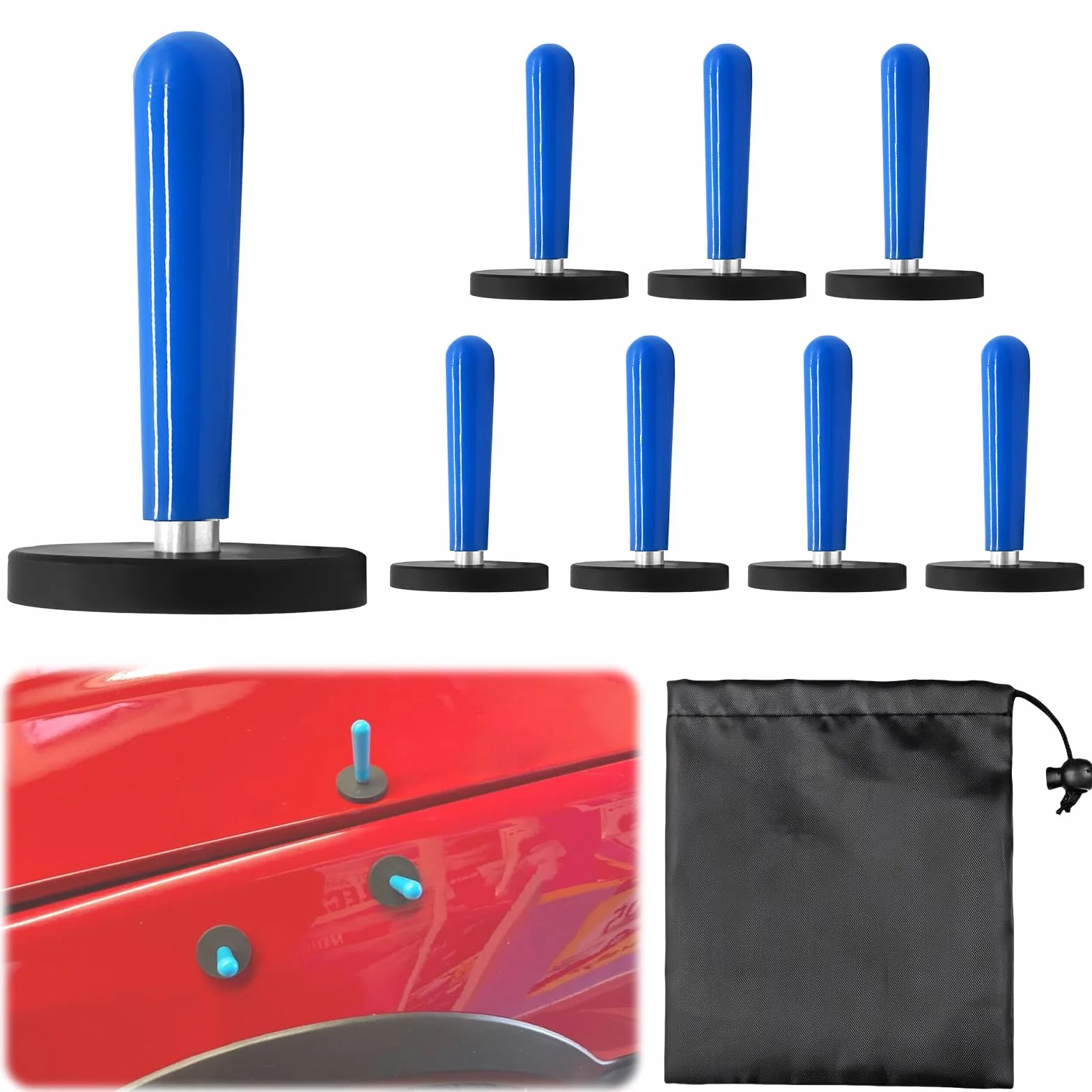 Set di 8 magneti di montaggio per auto con scatola portaoggetti, forti in ferrite per car wrapping, fai da te e officina