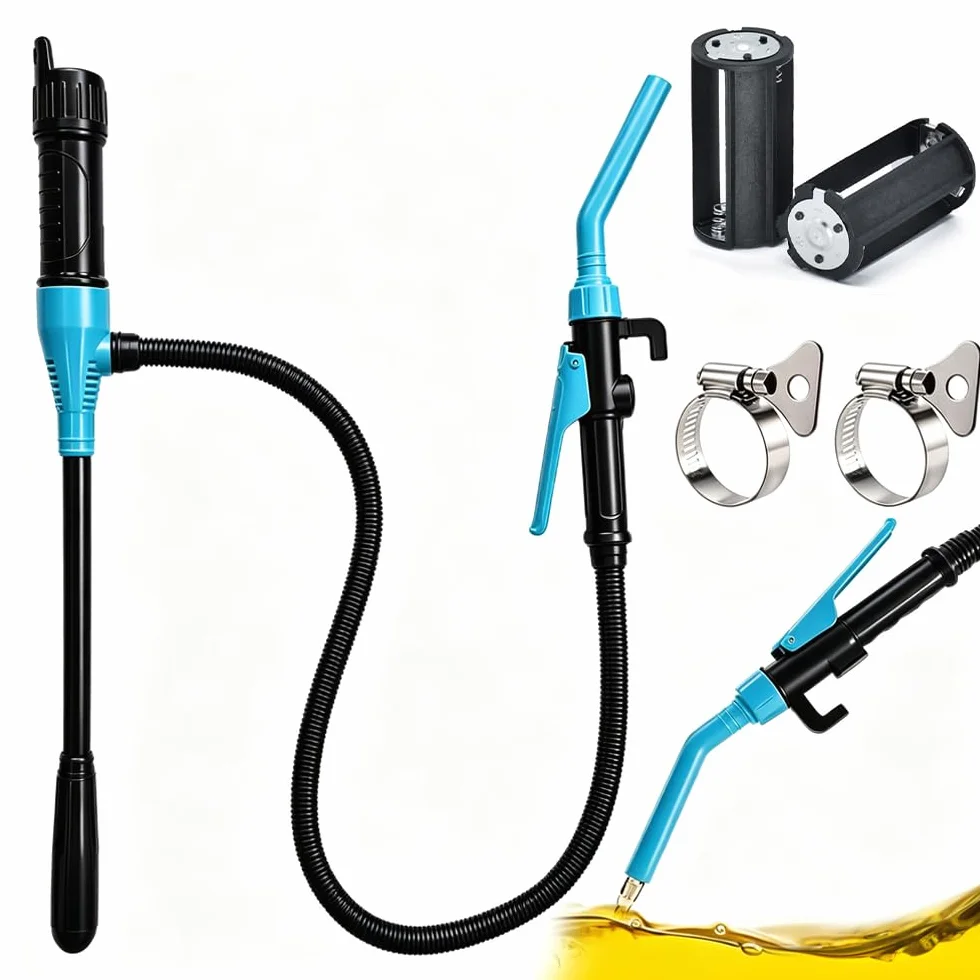 Pompa a trasferimento elettrico, pompa a benzina per tanica con ugello di controllo del flusso, pompa di travaso elettrica batteria pompa olio portatile 2.4 GPM (9 L/min), pompa di carburante