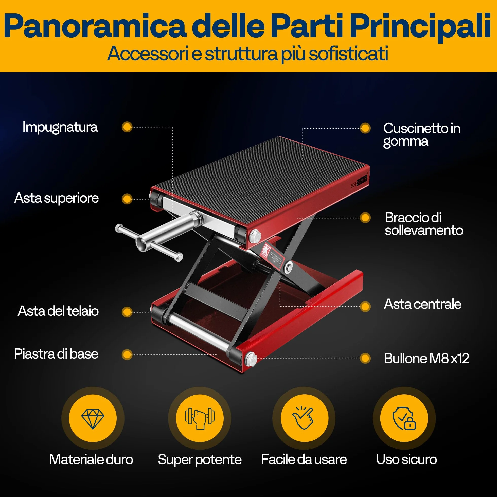 VIVOHOME Sollevatore Moto Altezza Regolabile Centrale a Forbice, Ponte Sollevatore in Acciaio Alzamoto 500kg Capacità per Auto ATV Motocross Riparazione Garage Rosso
