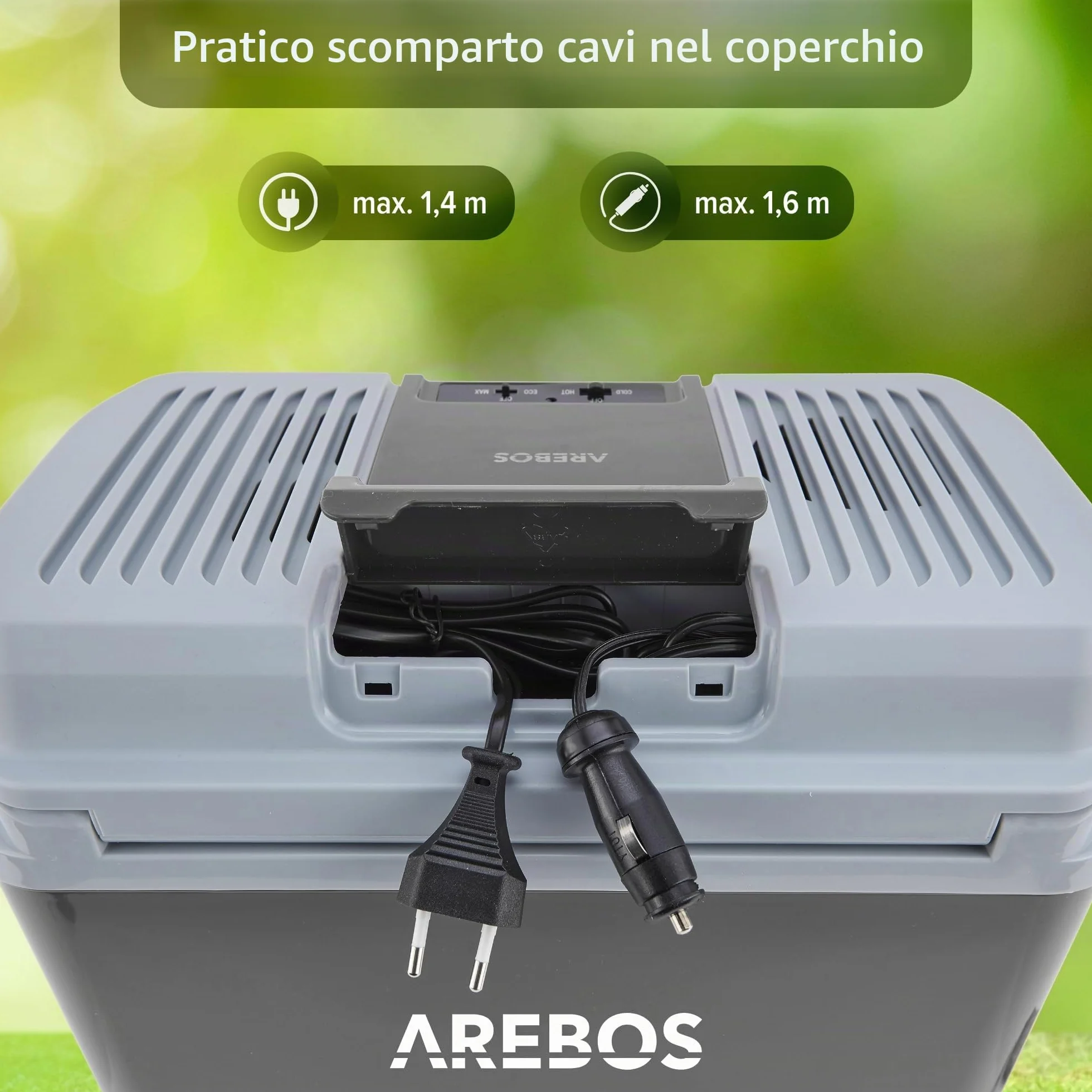 Arebos Frigorifero portatile | Frigoriferi per auto | 20 litri | per raffreddare e mantenere caldo | con modalità ECO | 12/230 V per auto e presa di corrente | Frigoriferi Portatile Elettrico