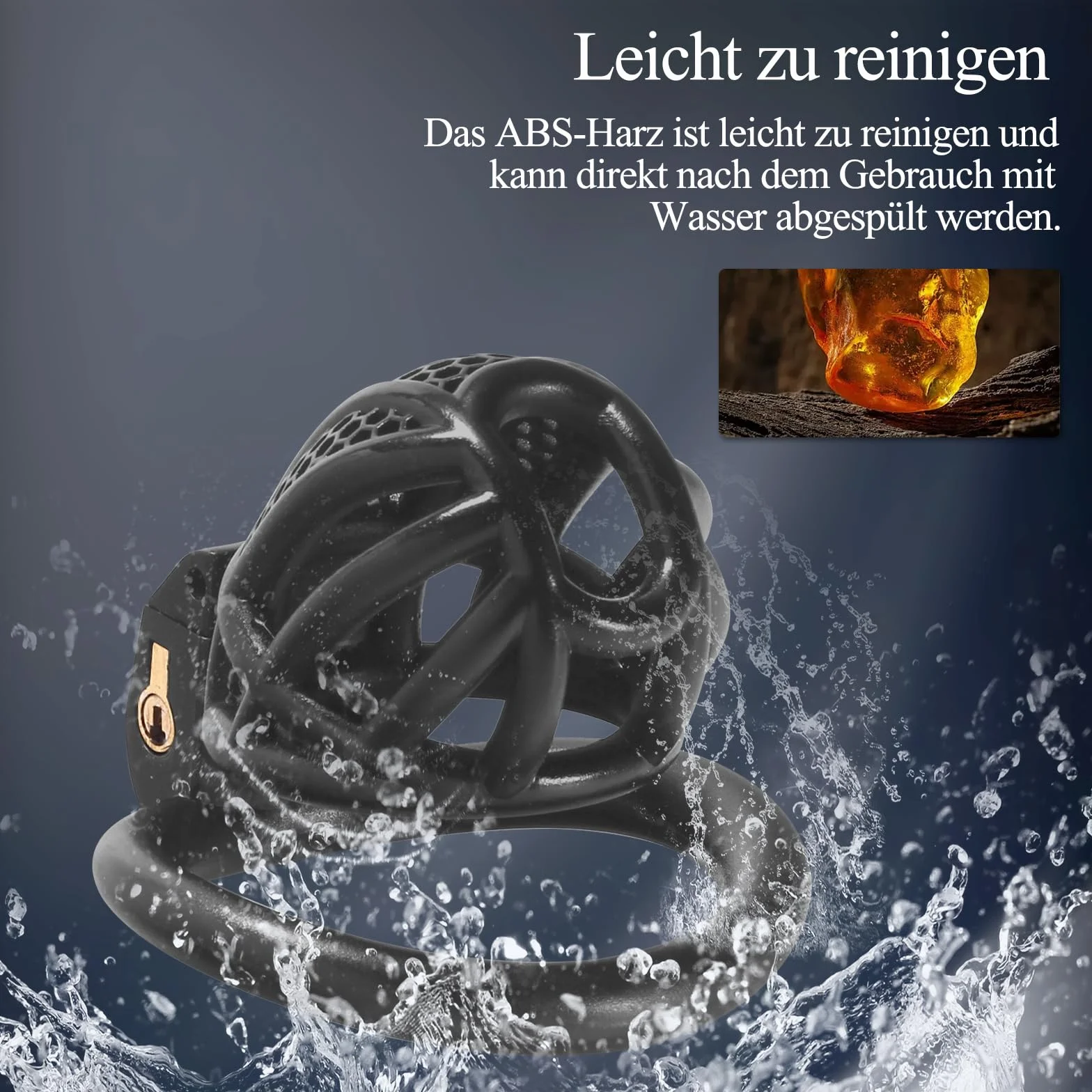 BDSMYEE chastity cage gabbia castità per uomo con 4 cockrings nero M