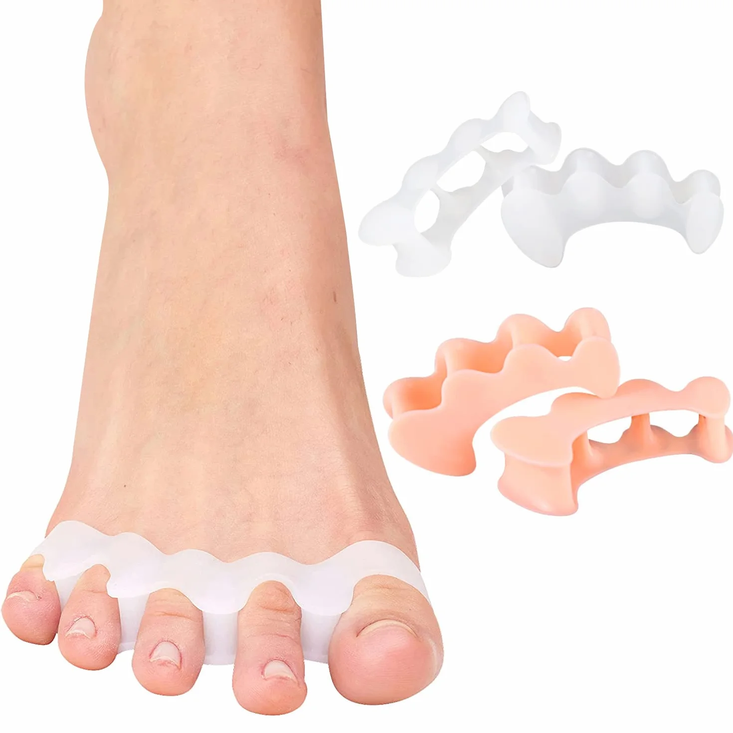 Separatore Dita Piede 4 Pezzi Silicone Distanziatore Dita Piedi Toe Spacer per Alluce Valgo