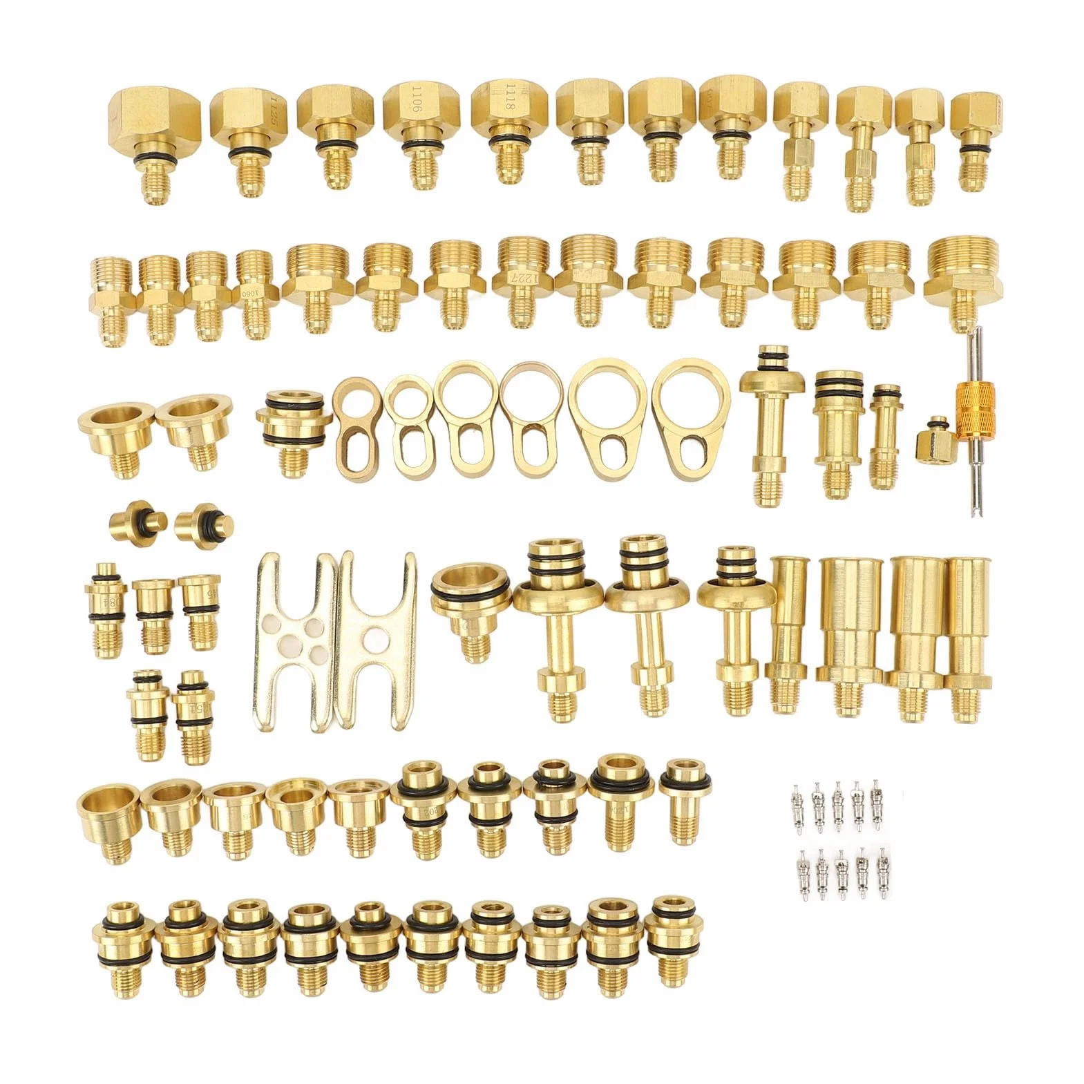 ANGGREK Kit Test Perdite Aria Condizionata Auto 77 Pezzi con Connettori in Ottone, Set Completo per Rilevamento e Riparazione di Perdite A/C per Auto e Camion