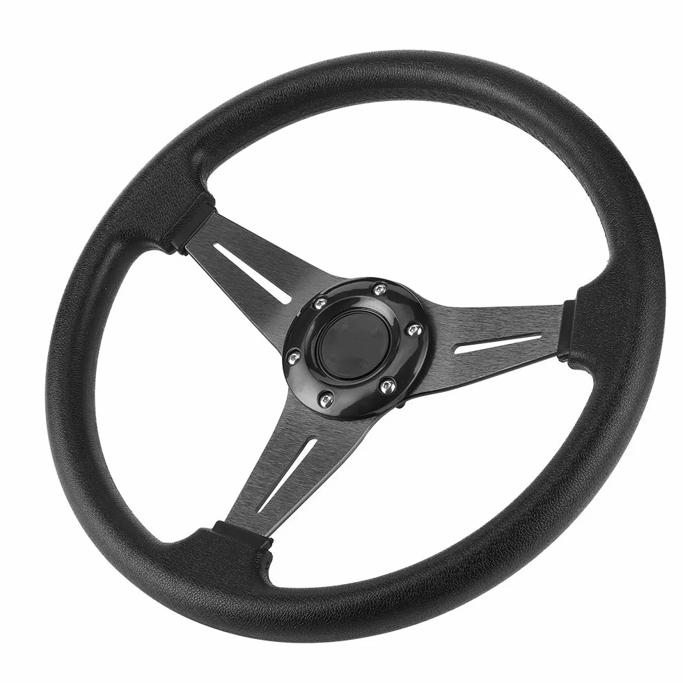 Volante Sportivo, Sostituzione del Volante Universale per Auto 350 Mm, Volante Deep Dish (Nero)