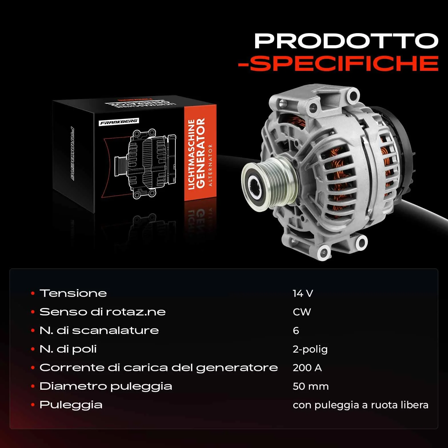 Frankberg Alternatore Diesel Compatibile Vito W639 2.2L Sprinter B906 2.2L 0121547902